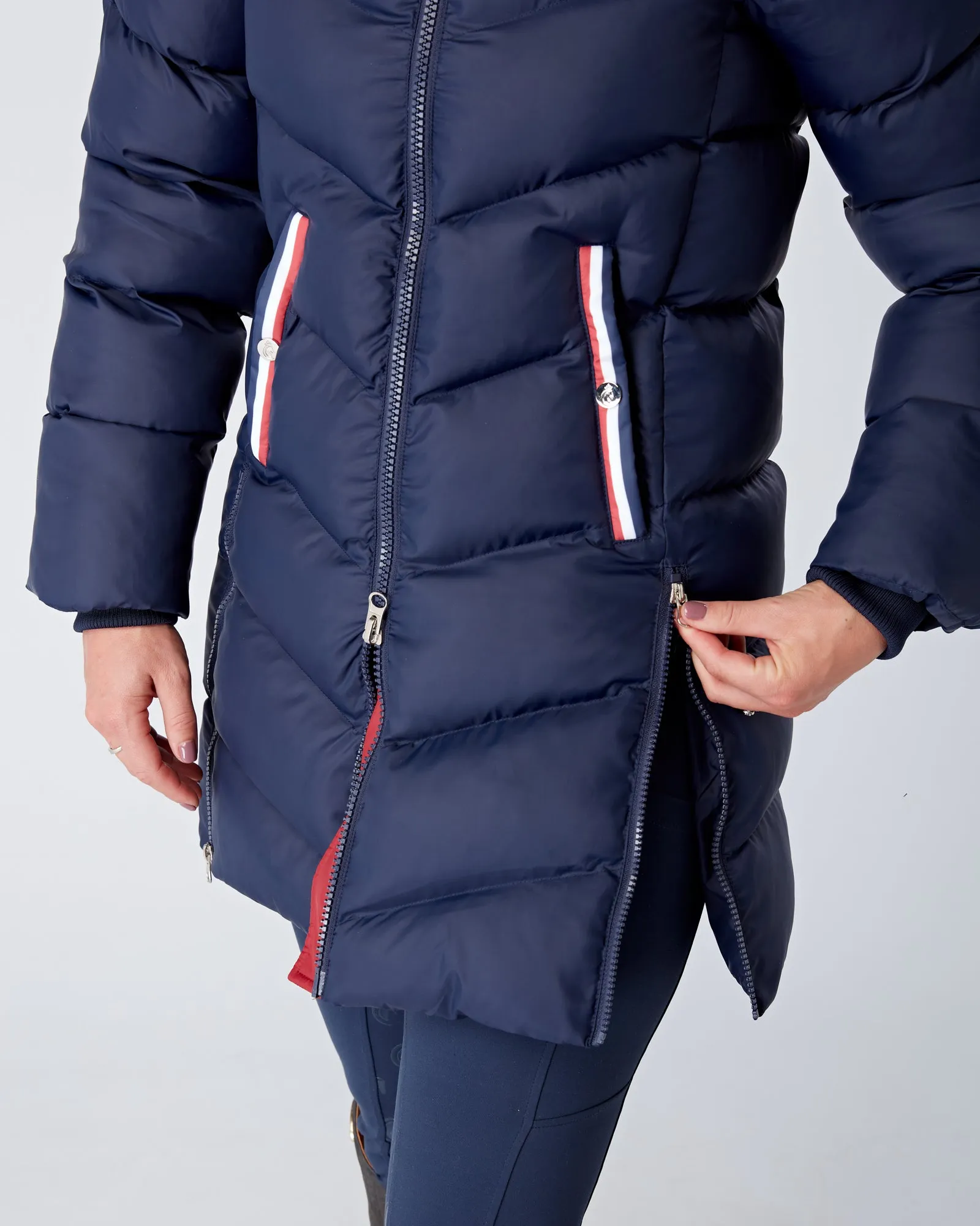 Exclusive Long Navy Puffer Coat / Jacket - Detachable Hood