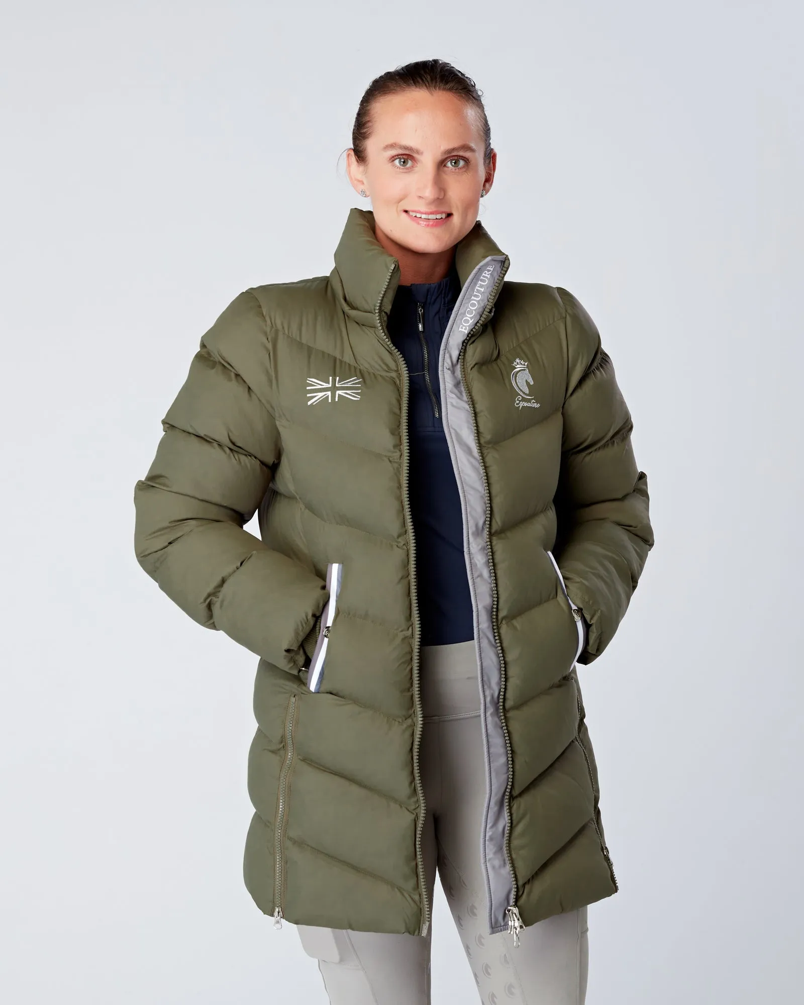 Exclusive Long Olive Green Puffer Coat / Exclusive Long Puffer Jacket - Detachable Hood