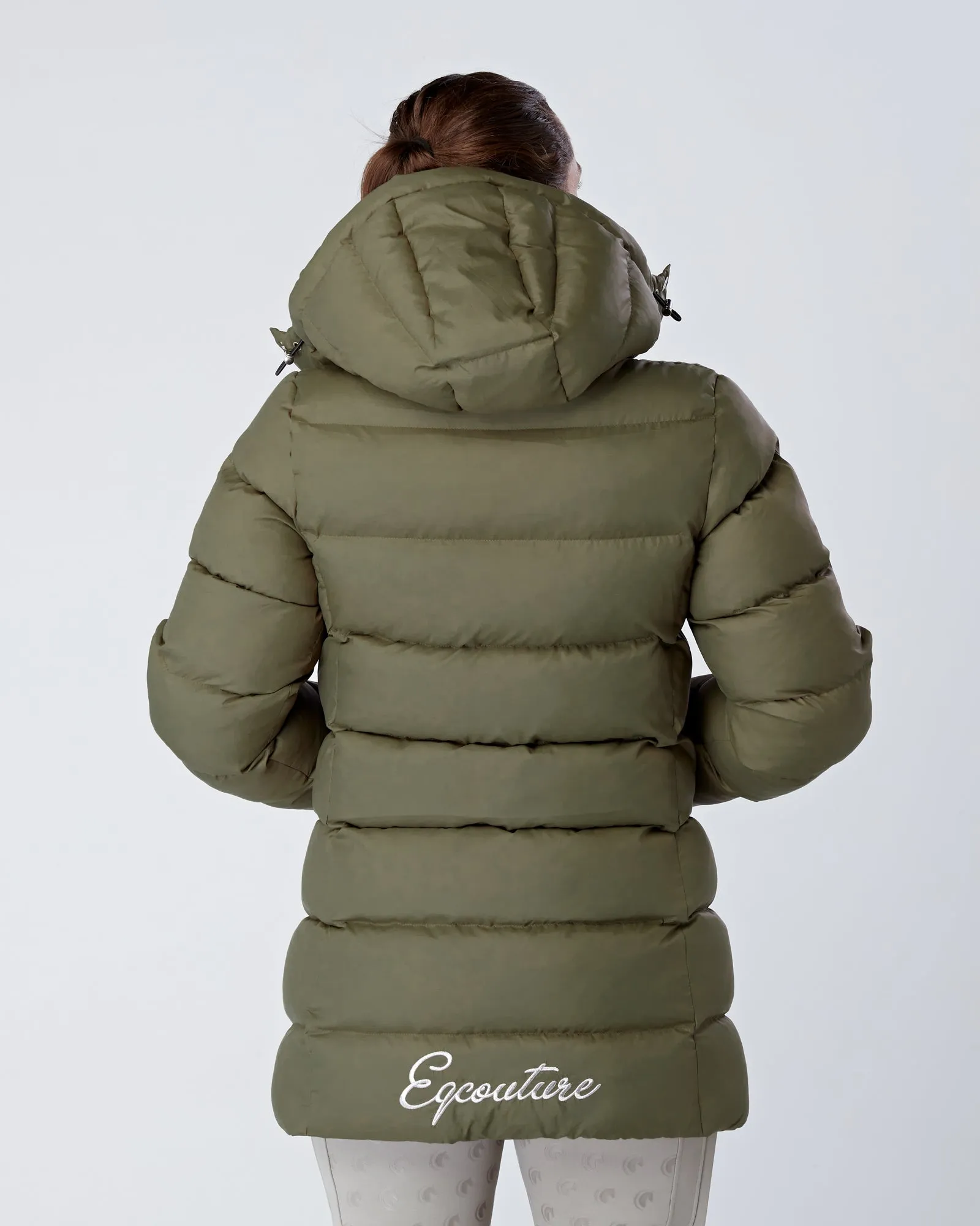 Exclusive Long Olive Green Puffer Coat / Exclusive Long Puffer Jacket - Detachable Hood