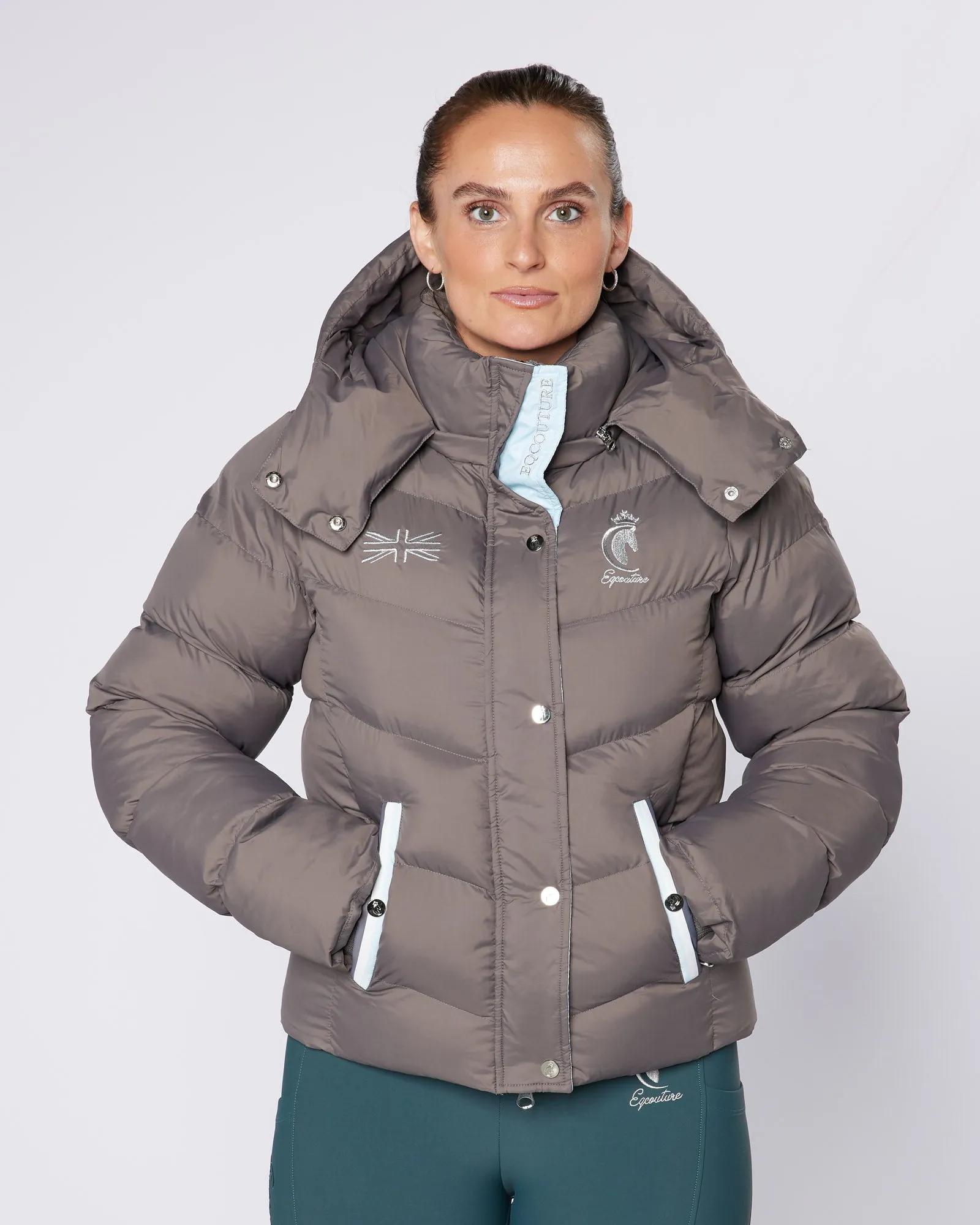 Exclusive Short Grey Puffer Coat  / Jacket - Detachable Hood