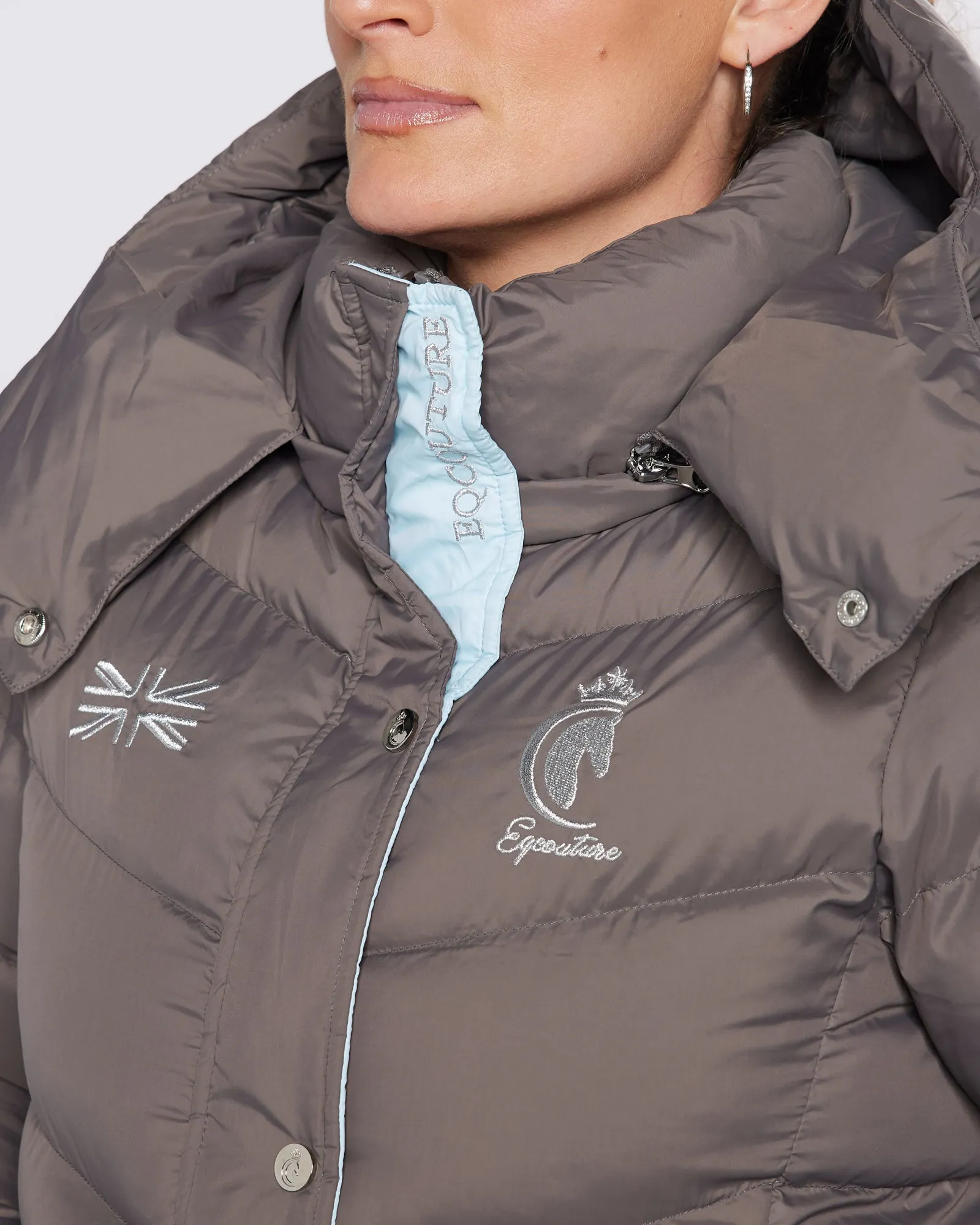 Exclusive Short Grey Puffer Coat  / Jacket - Detachable Hood