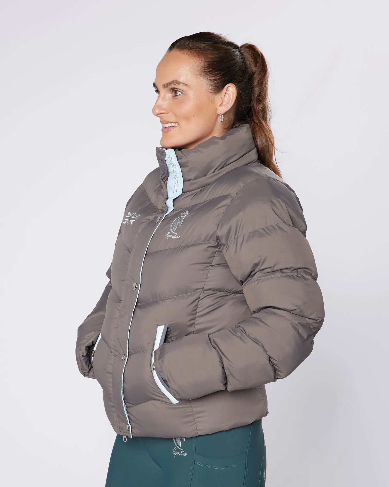 Exclusive Short Grey Puffer Coat  / Jacket - Detachable Hood