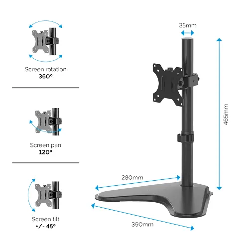 Fellowes Professional Series Freestanding Single Monitor Arm Black