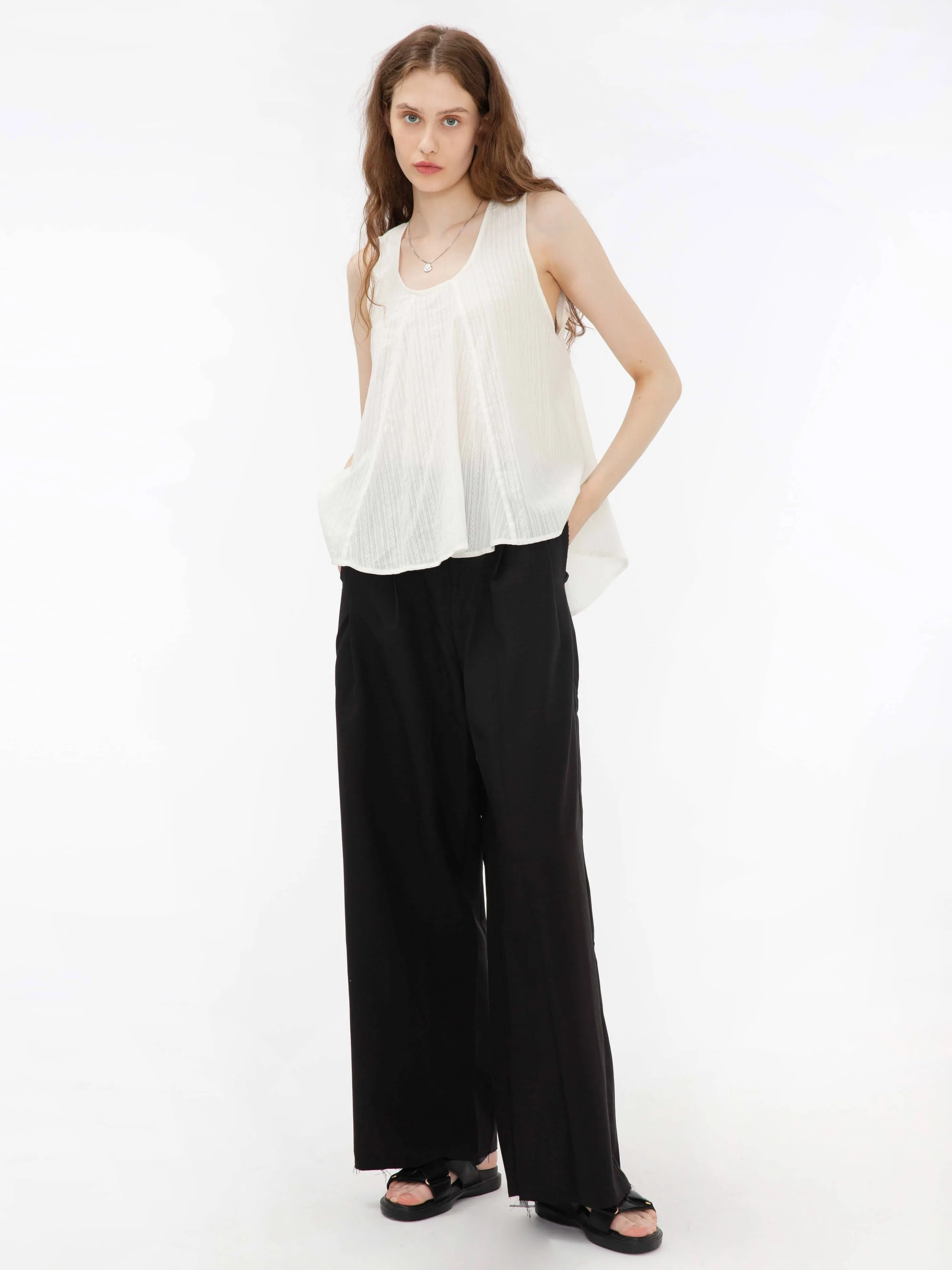 Flared Open Back Sleeveless Top