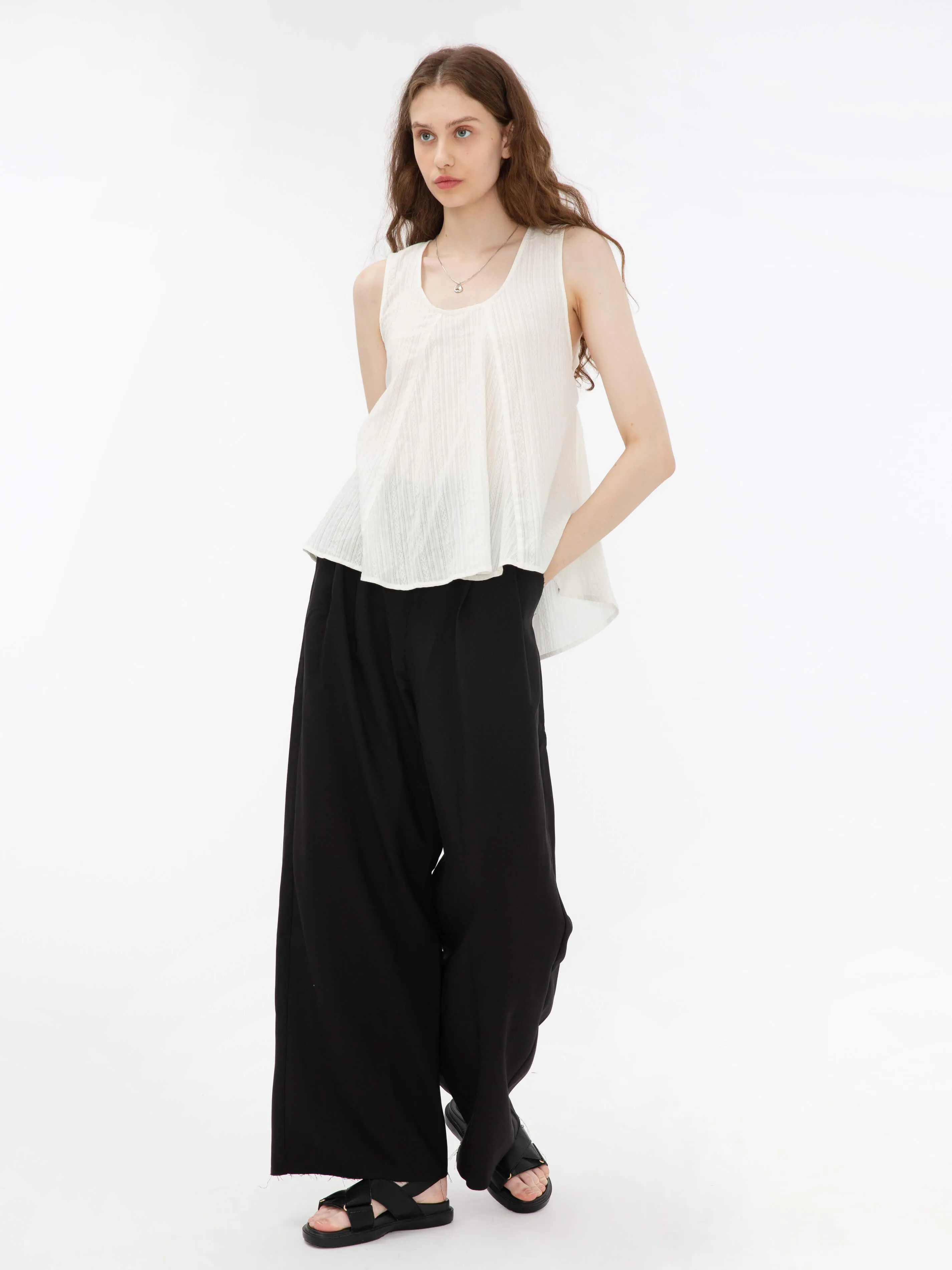 Flared Open Back Sleeveless Top