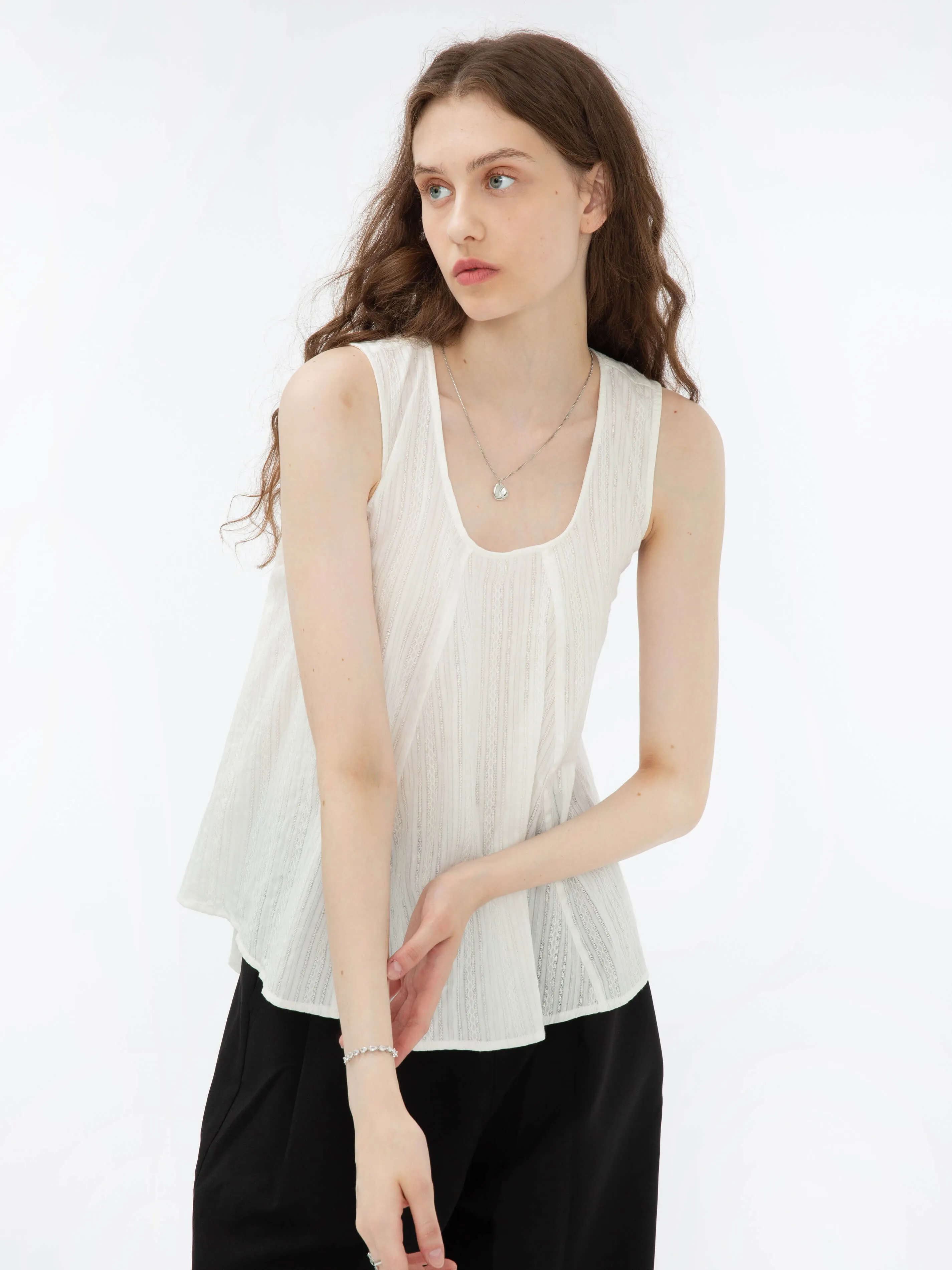 Flared Open Back Sleeveless Top