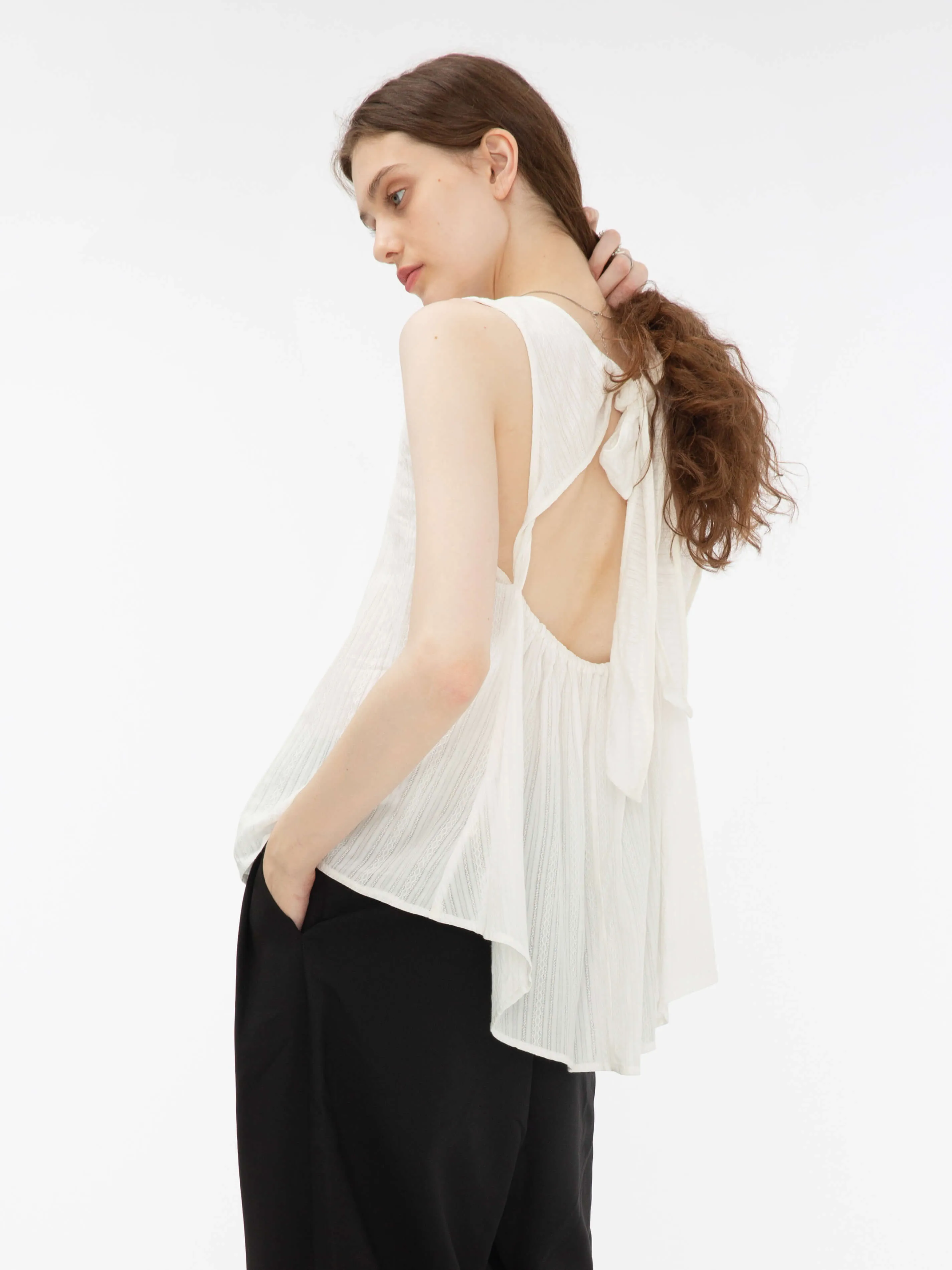 Flared Open Back Sleeveless Top