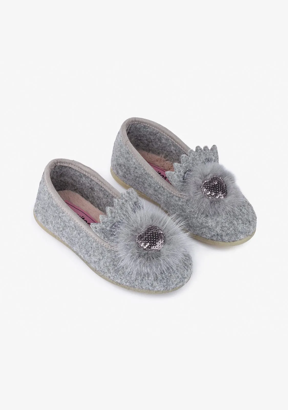 Girl's Grey Glows in the Dark Home Slippers