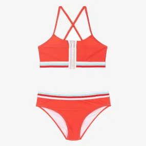 Girls Orange Zip Front Bikini