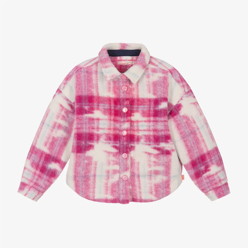 Girls Pink Check Shacket