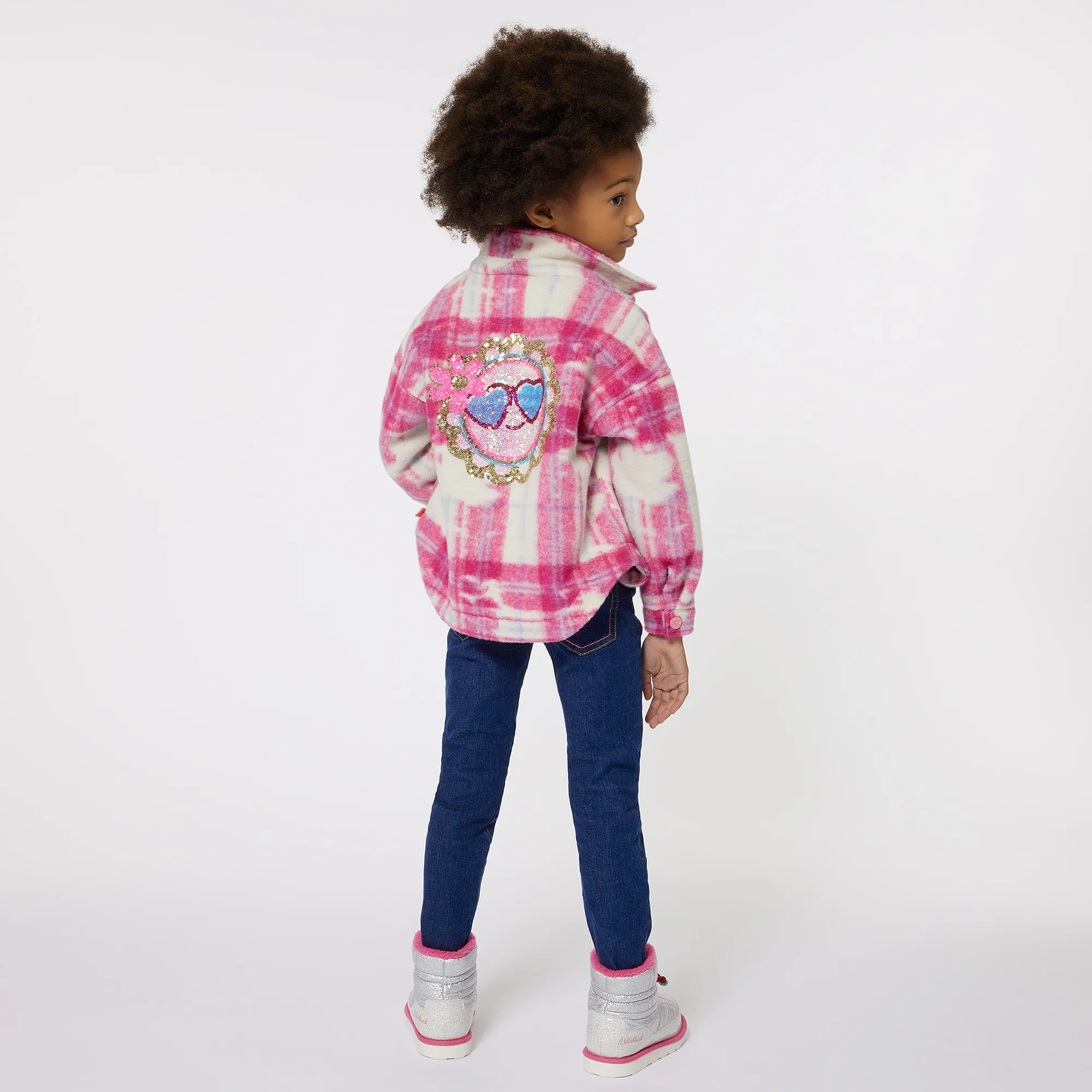 Girls Pink Check Shacket