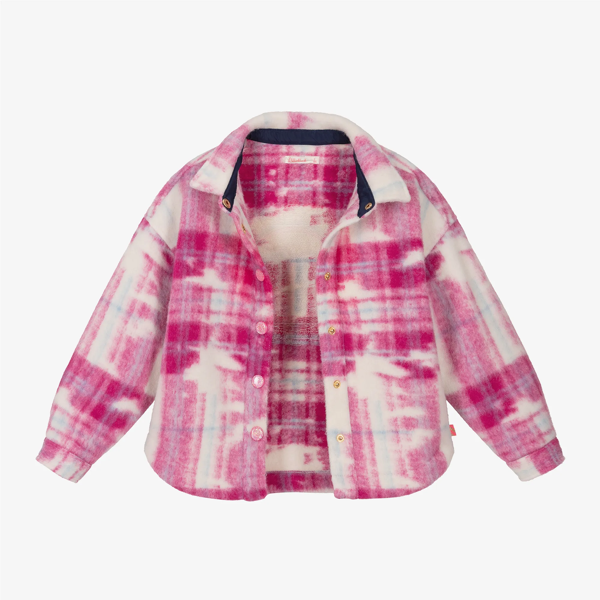 Girls Pink Check Shacket