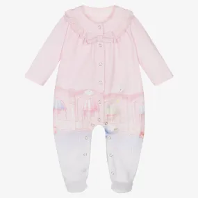 Girls Pink Cotton Babygrow