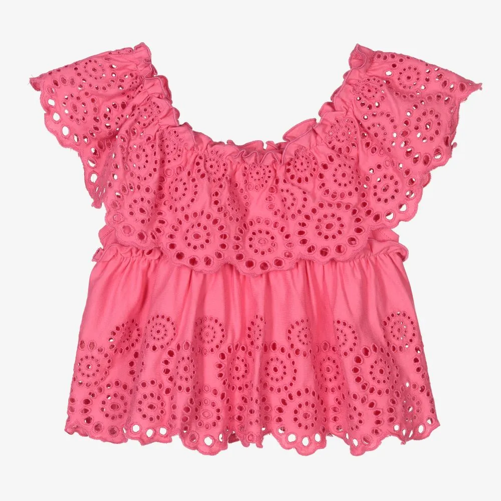 Girls Pink Cotton Blouse