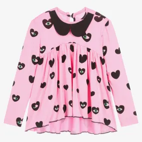 Girls Pink Heart Top