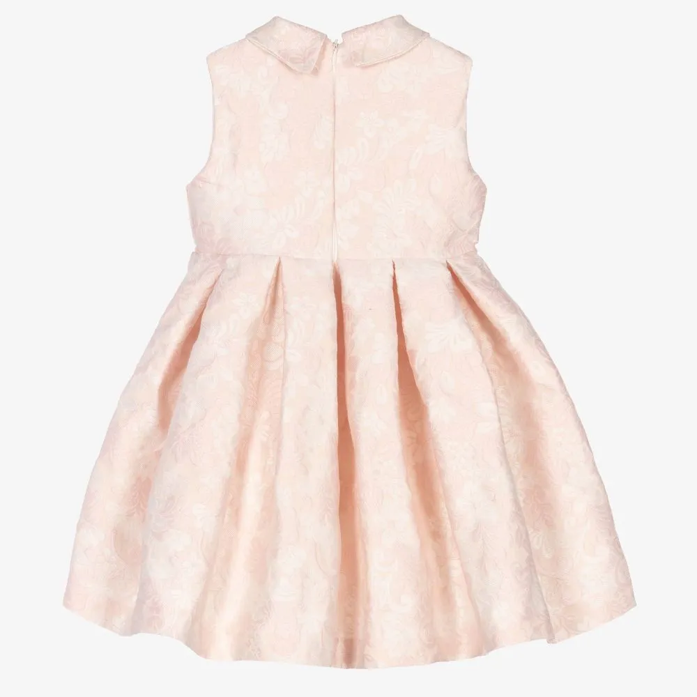 Girls Pink Jacquard Dress