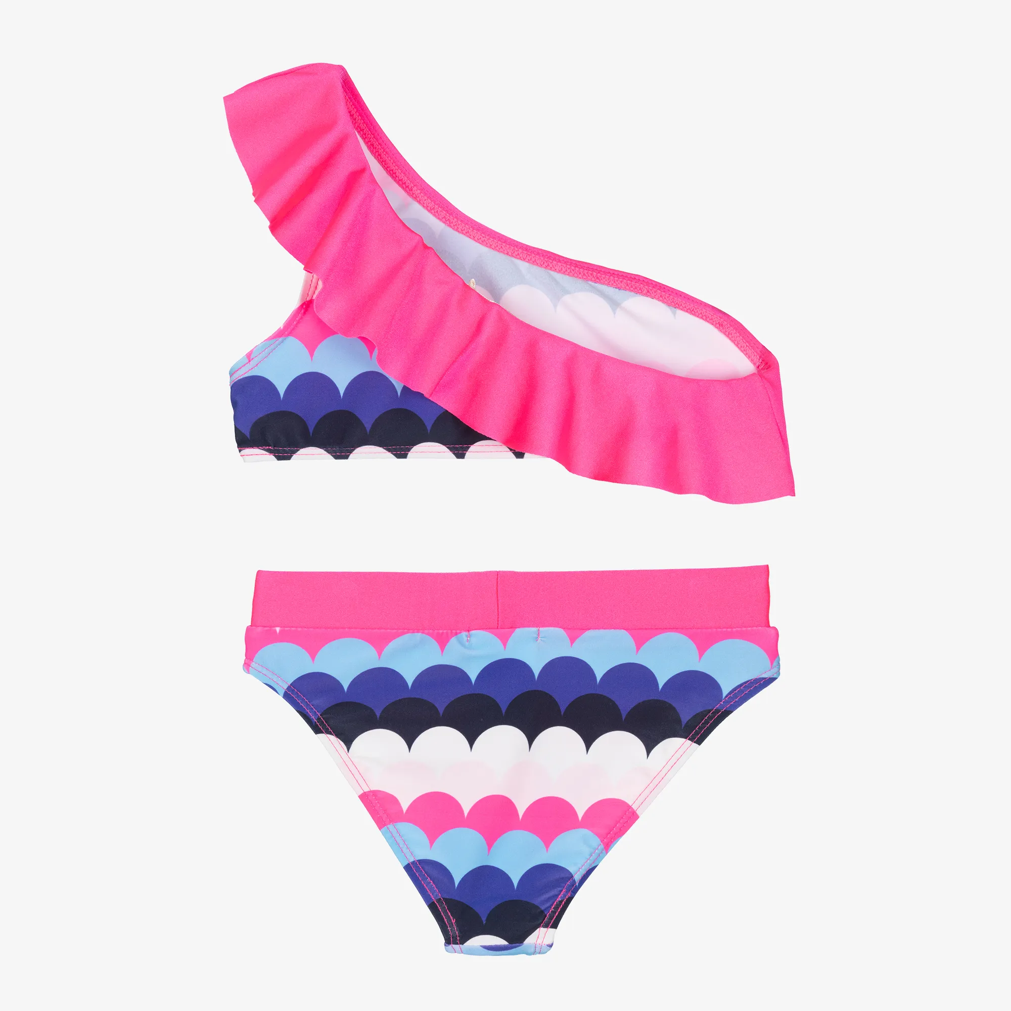 Girls Pink Scallop Stripe Bikini