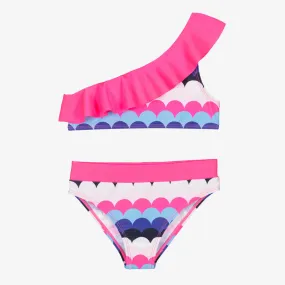 Girls Pink Scallop Stripe Bikini