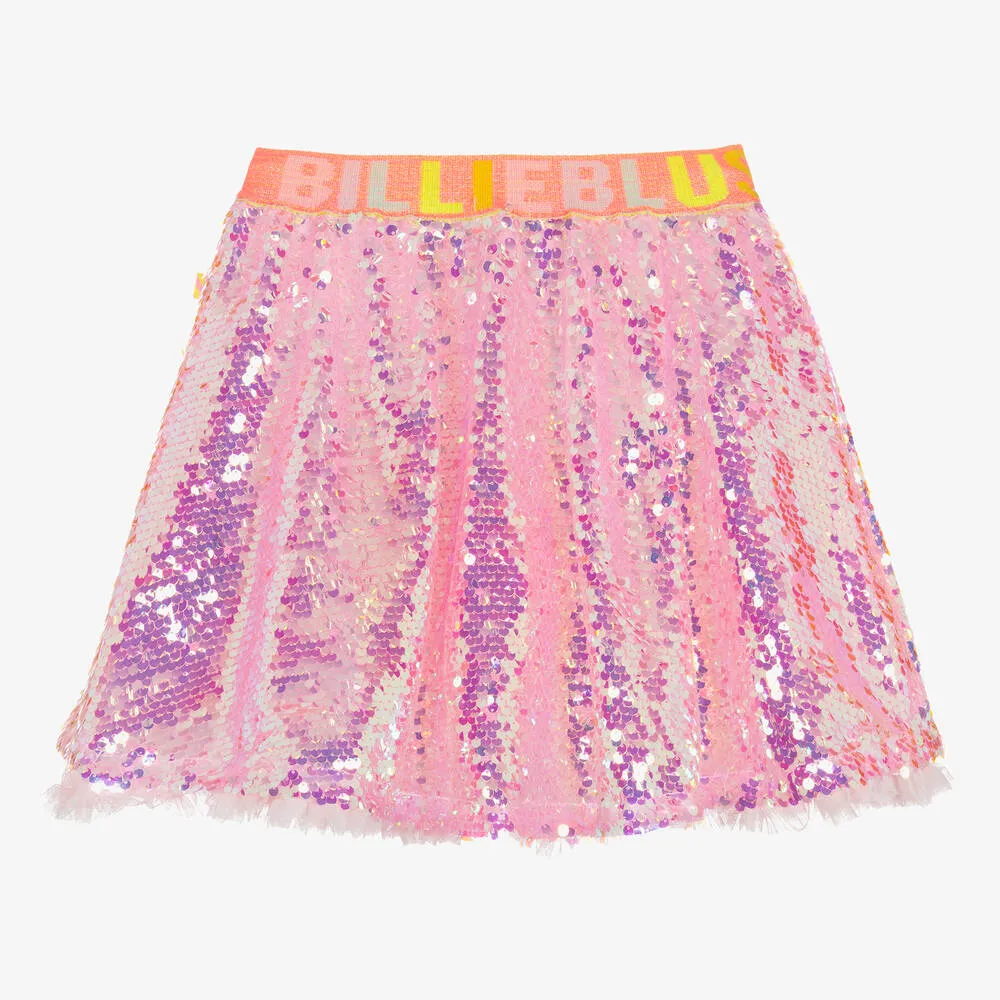 Girls Pink Sequinned Skirt