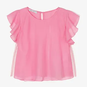 Girls Pink Tulle Blouse 