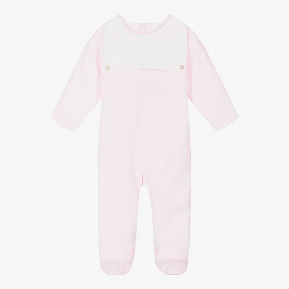 Girls Pink Velour Babygrow