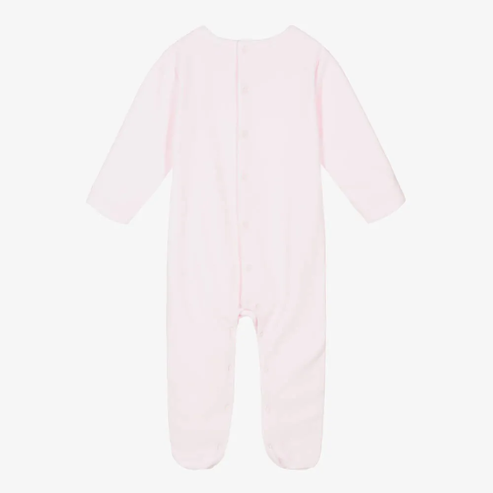 Girls Pink Velour Babygrow