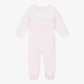 Girls Pink Velour Babygrow