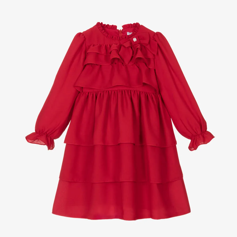 Girls Red Chiffon Dress