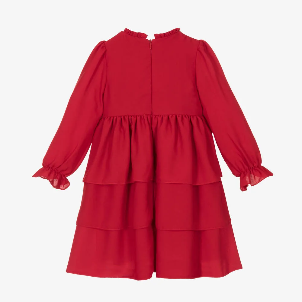 Girls Red Chiffon Dress