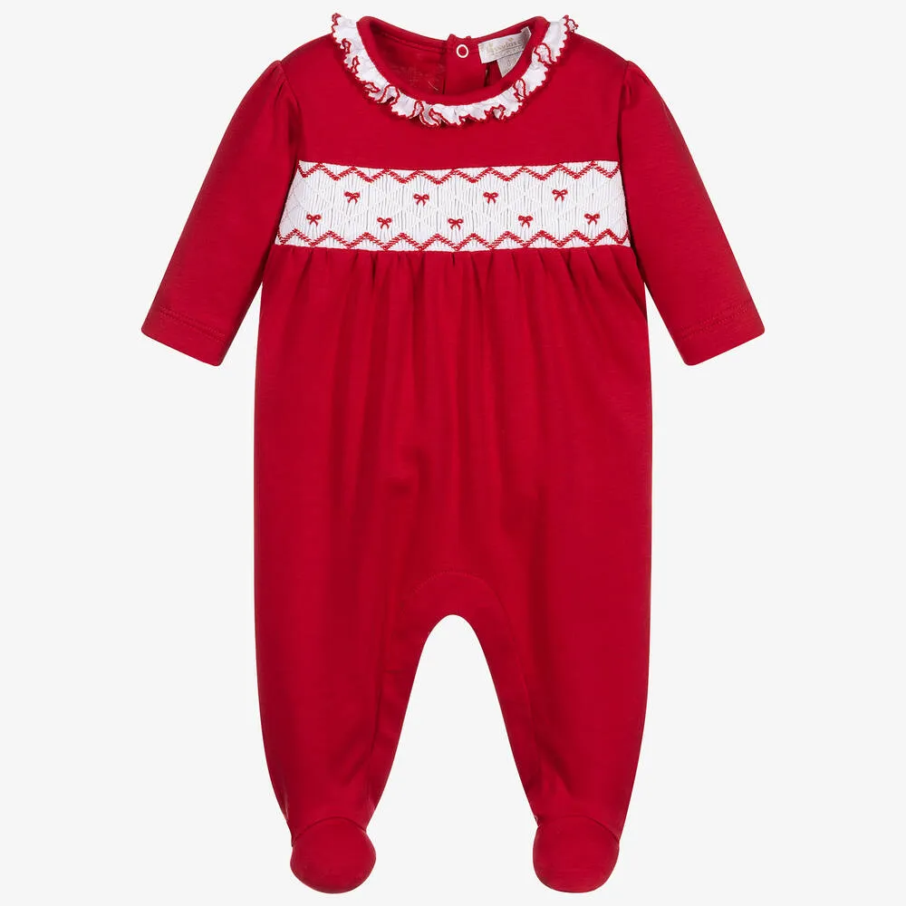 Girls Red Festive Babygrow