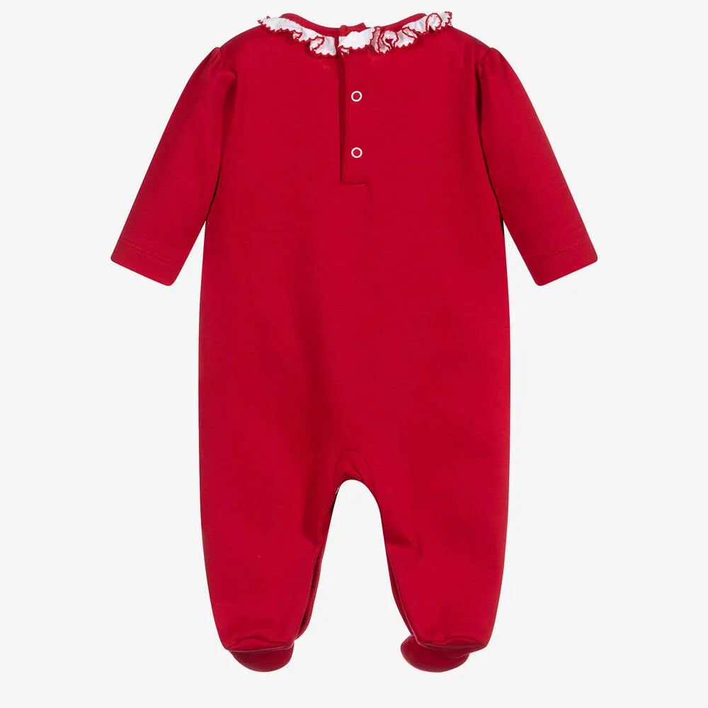 Girls Red Festive Babygrow