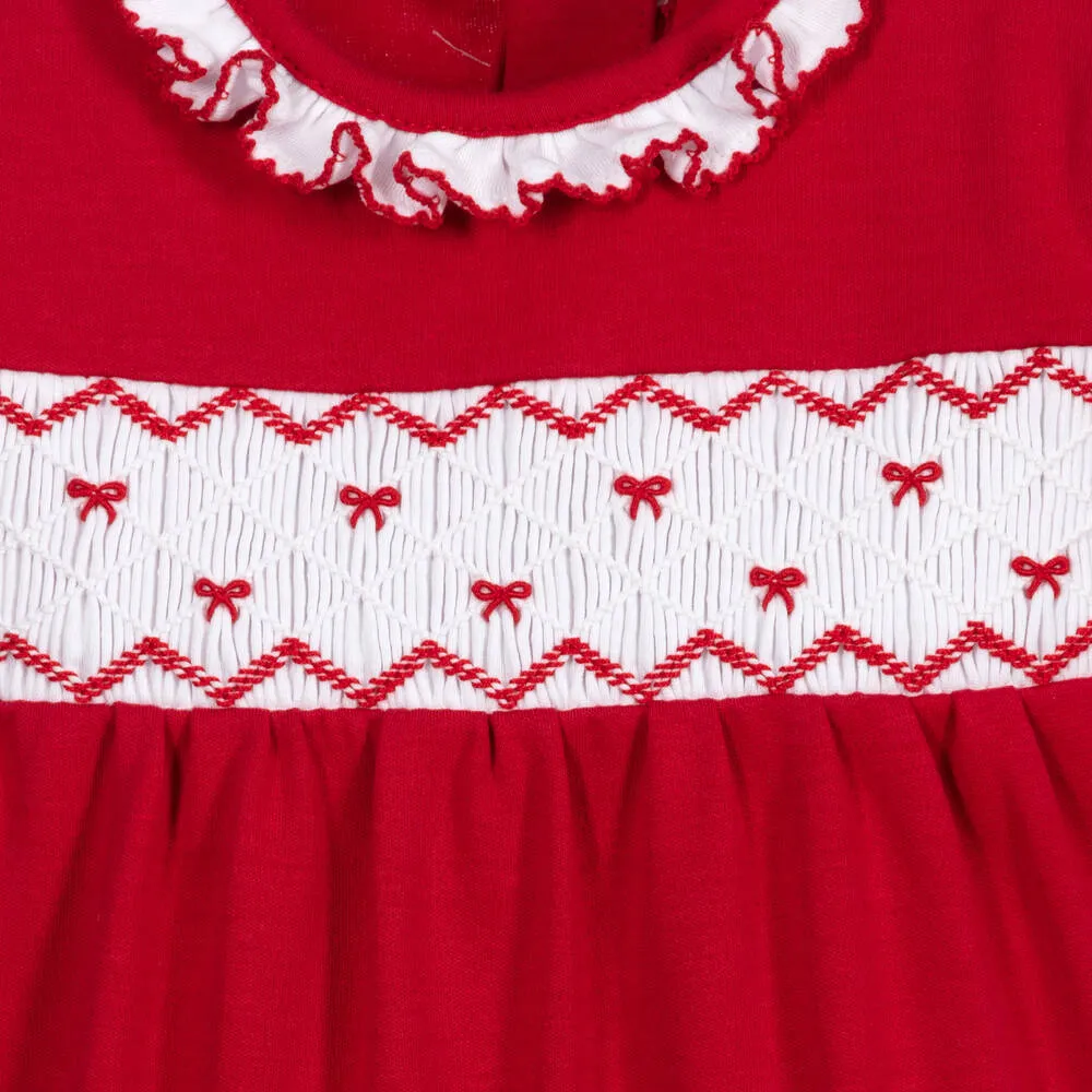 Girls Red Festive Babygrow