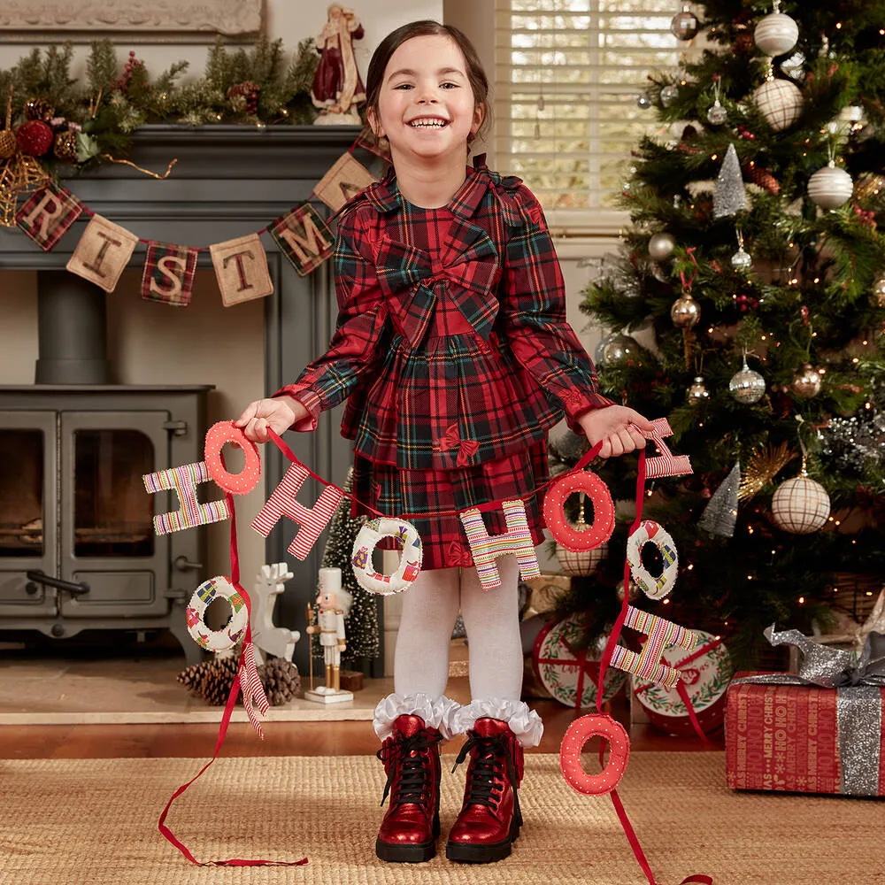 Girls Red Tartan Dress 