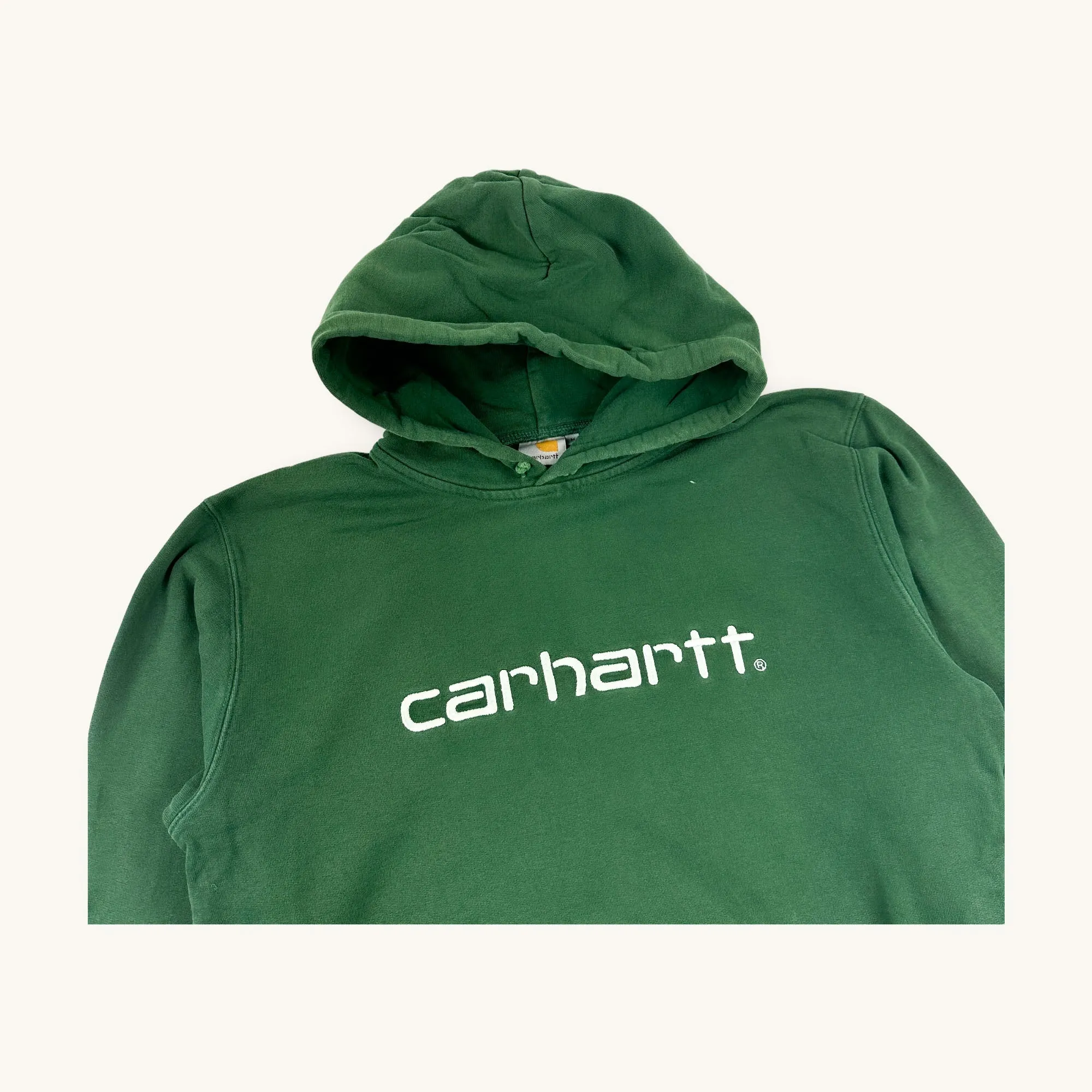 Green 90s Carhartt Spellout Hoodie Sweatshirt (M)