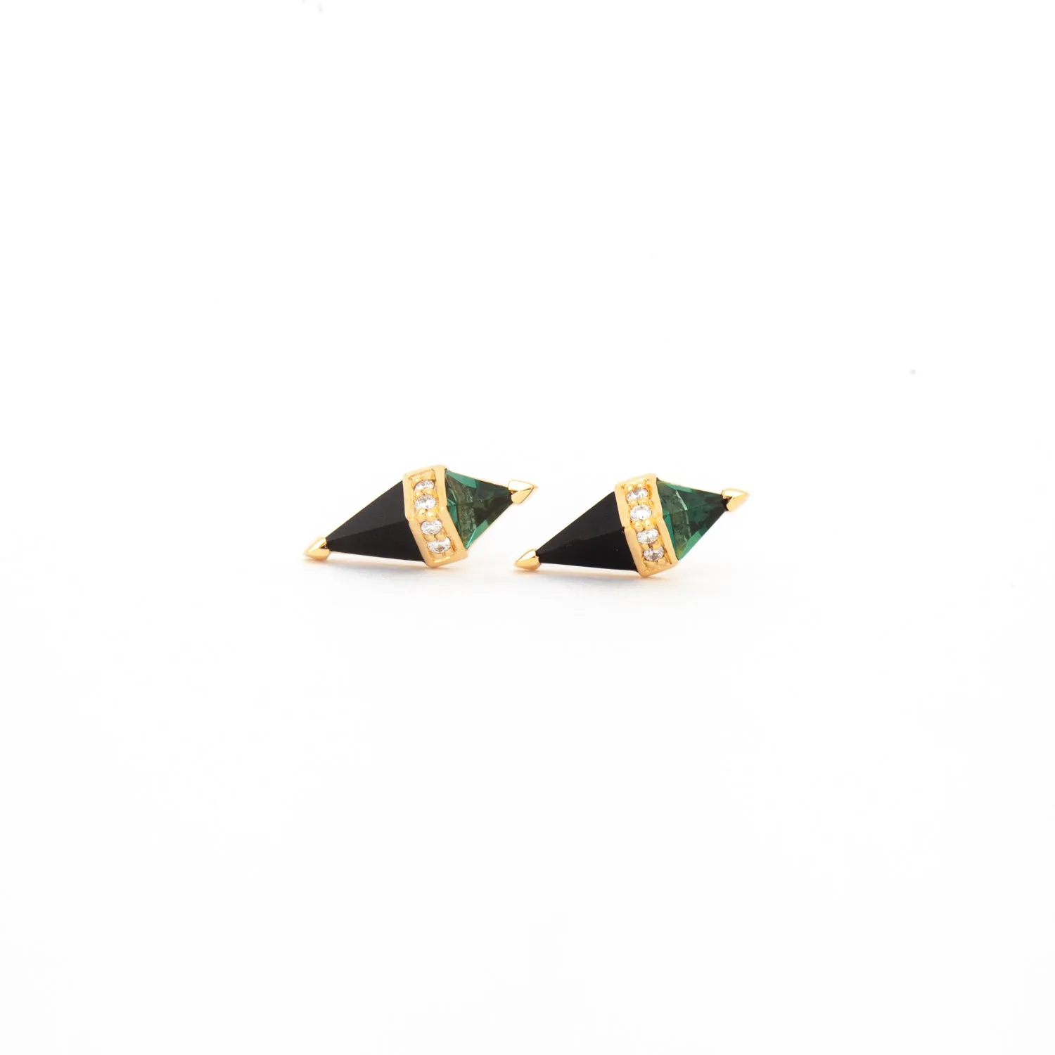 Green Quartz/Onyx & Diamond Pietra Studs