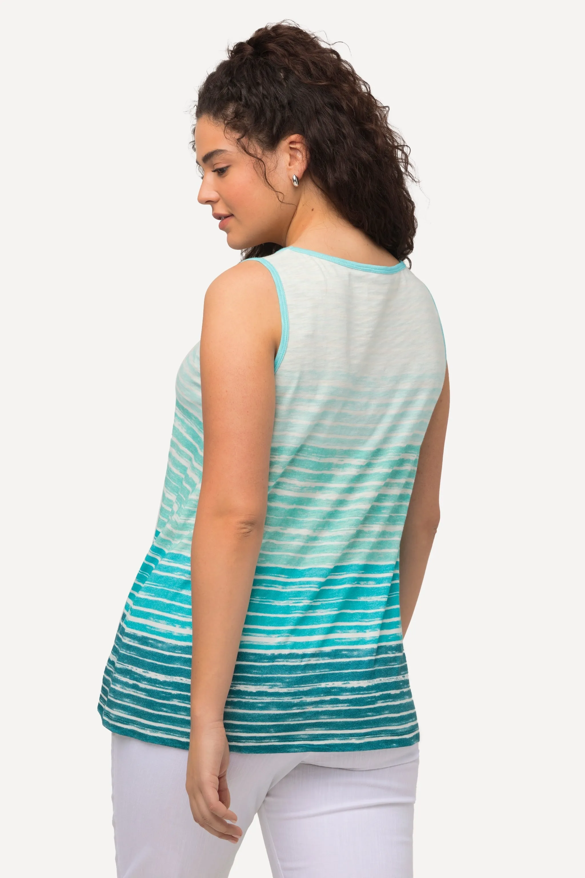 Green Tie-Dye Style Striped Vest Top