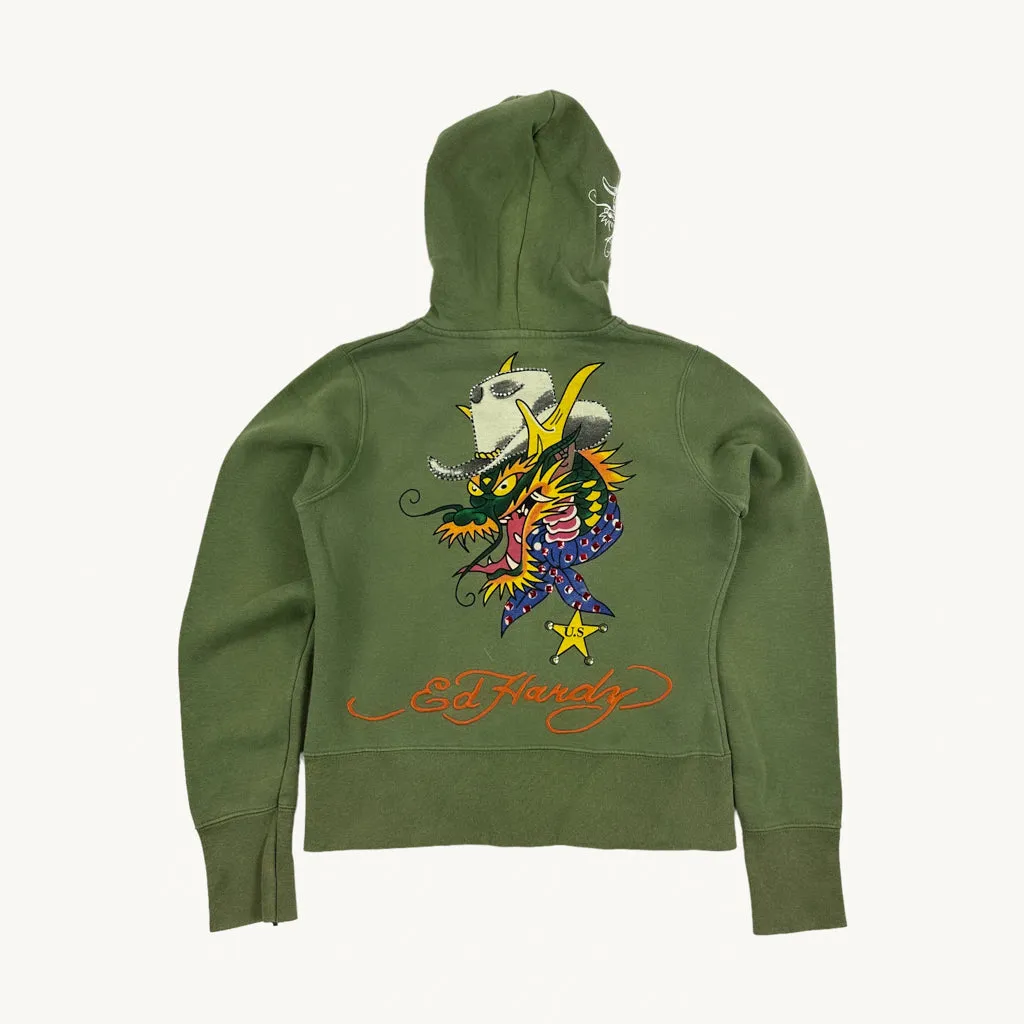 Green y2ks Ed Hardy Hoodie Sweatshirt (S)