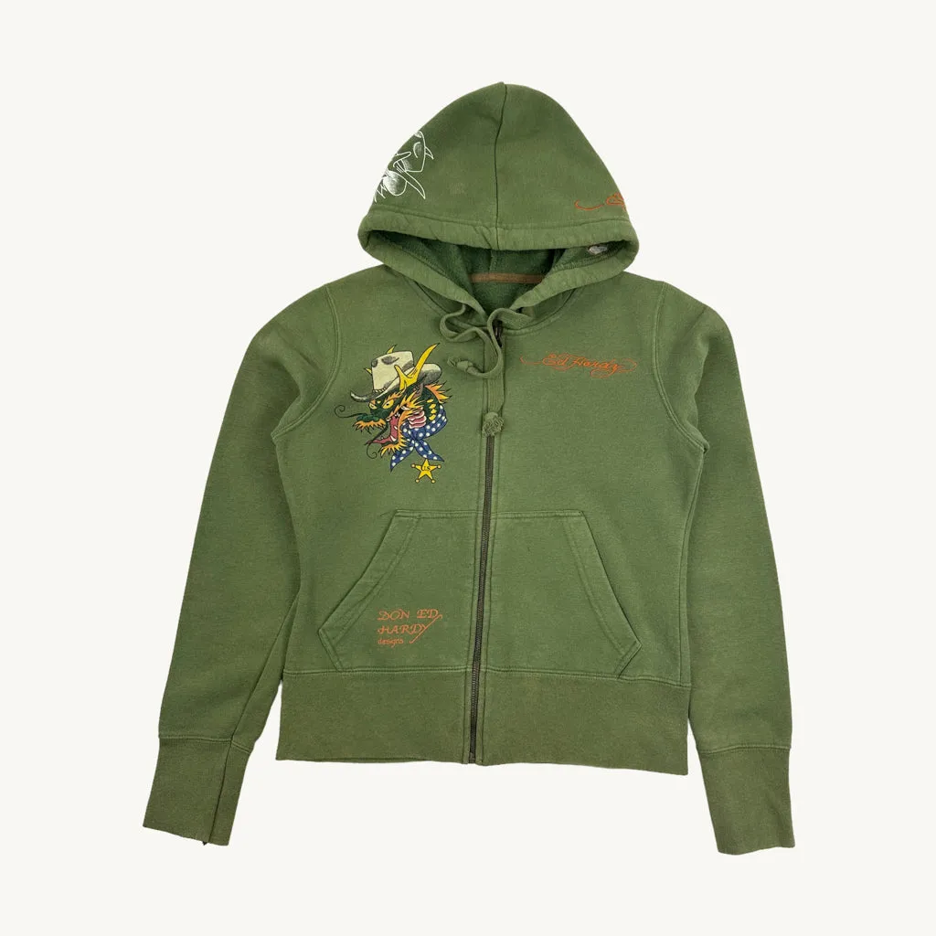 Green y2ks Ed Hardy Hoodie Sweatshirt (S)