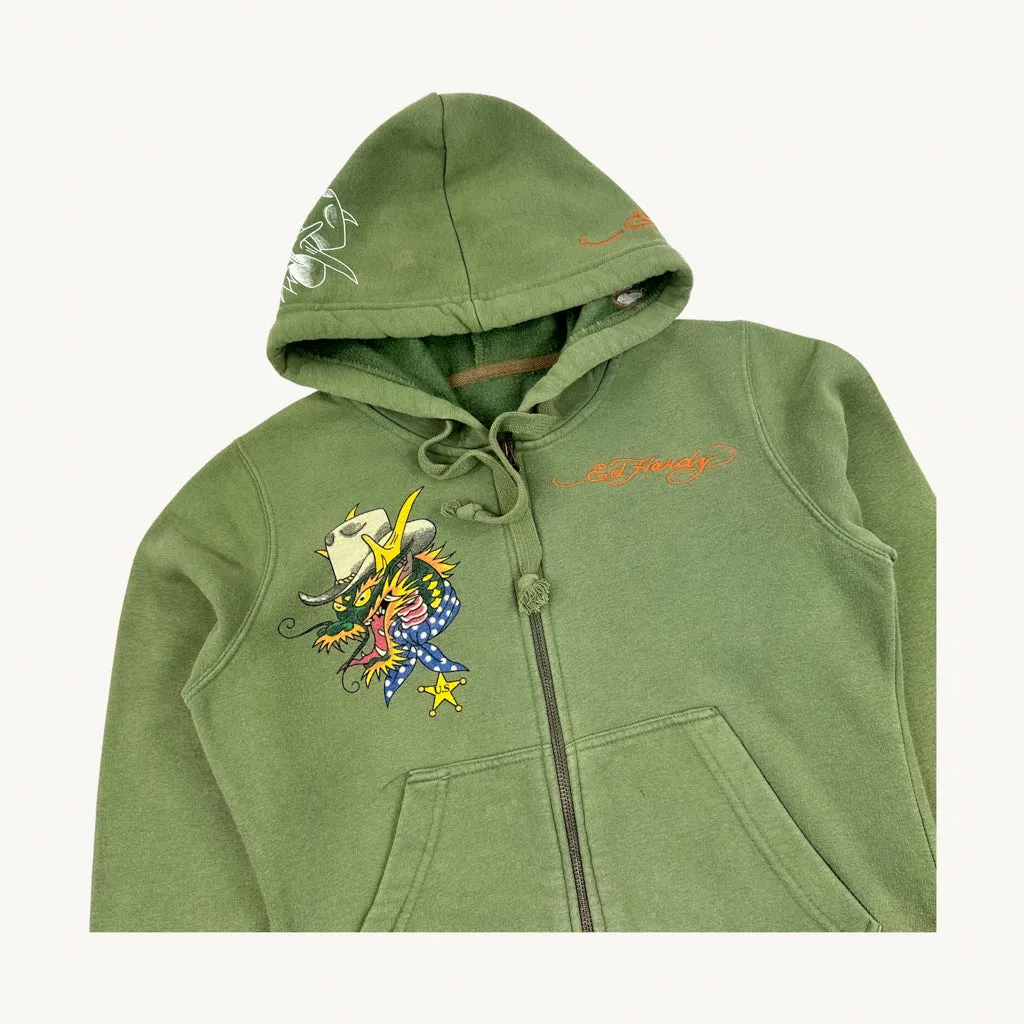 Green y2ks Ed Hardy Hoodie Sweatshirt (S)