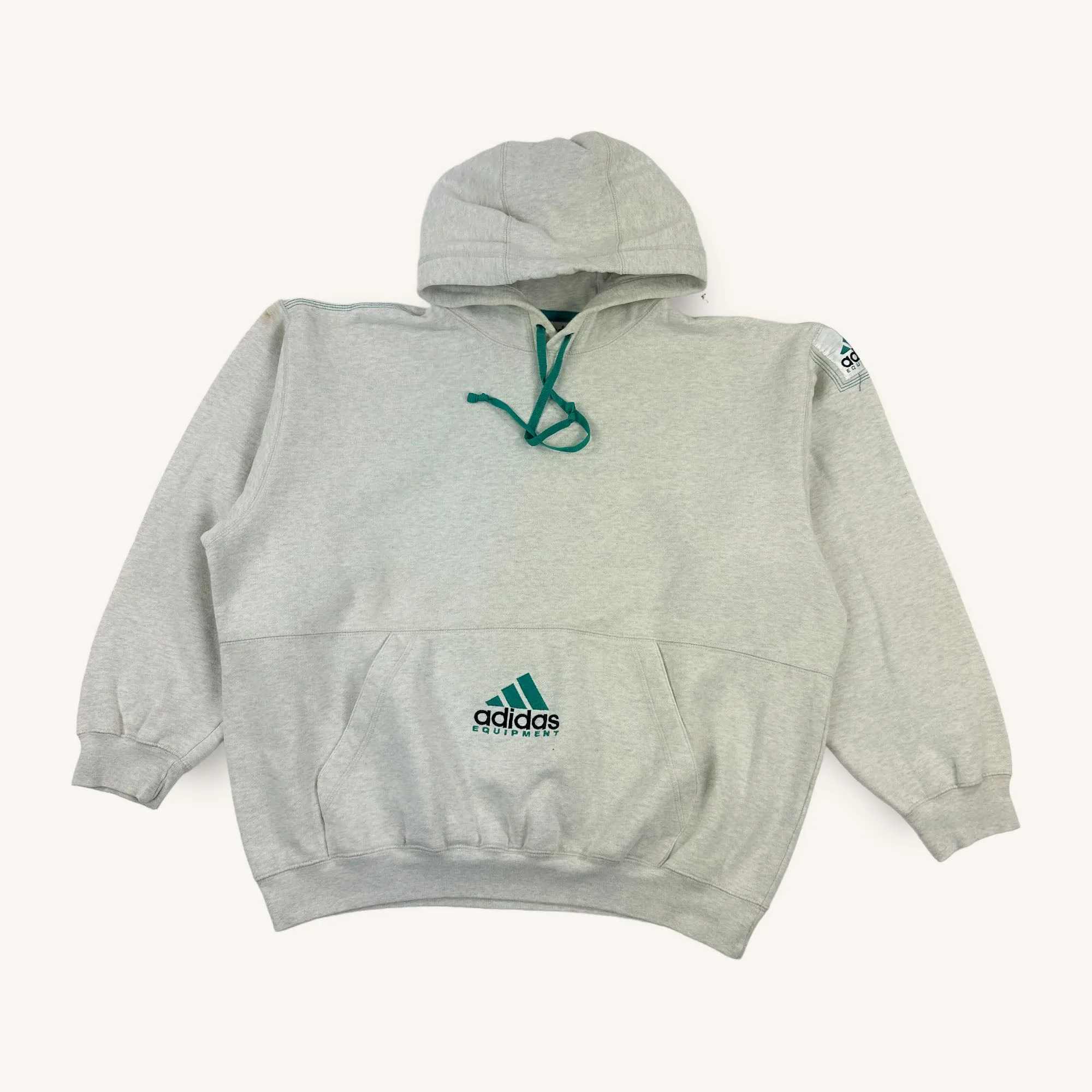 Grey 90s Adidas Equipment Hoodie Sweatshirt (L)