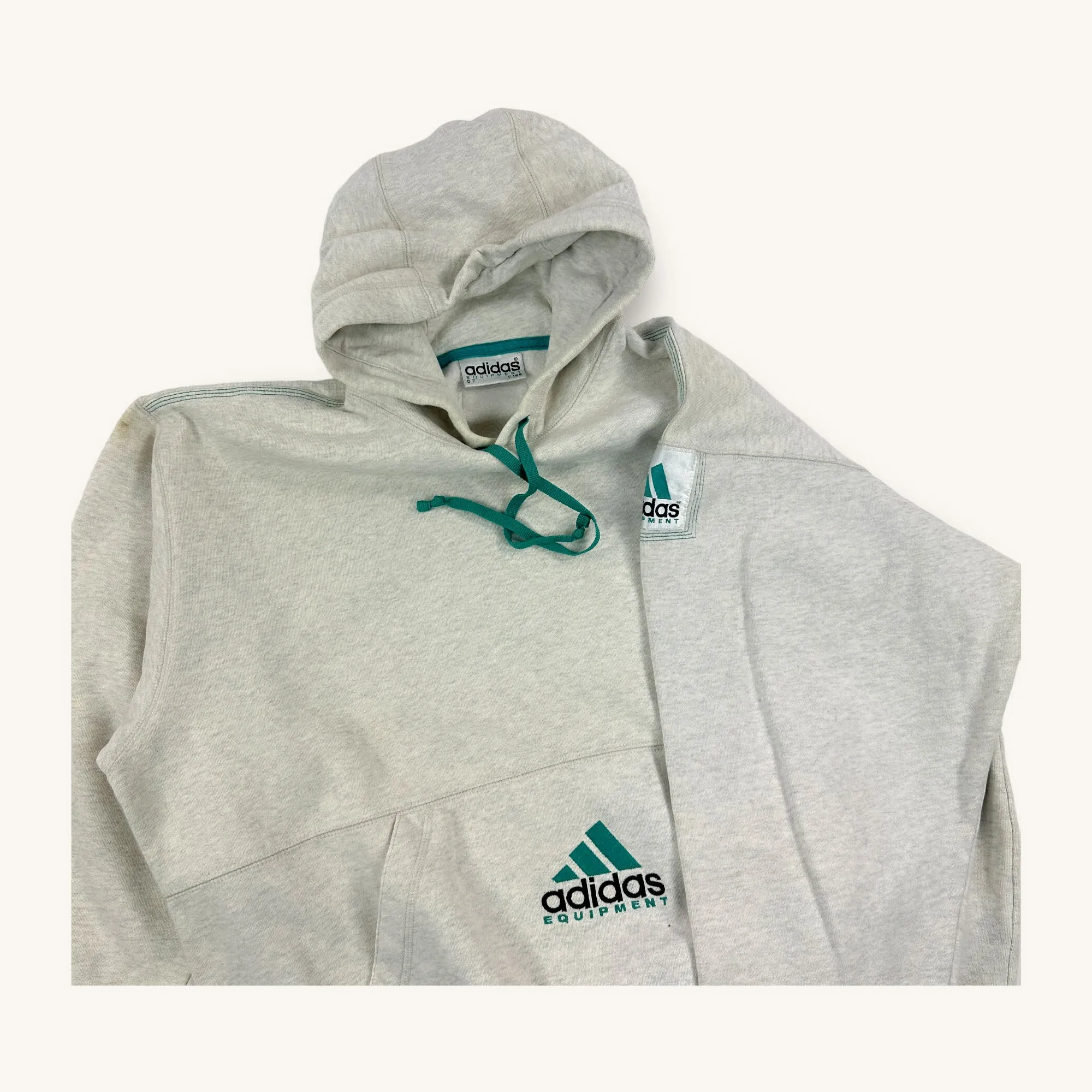 Grey 90s Adidas Equipment Hoodie Sweatshirt (L)