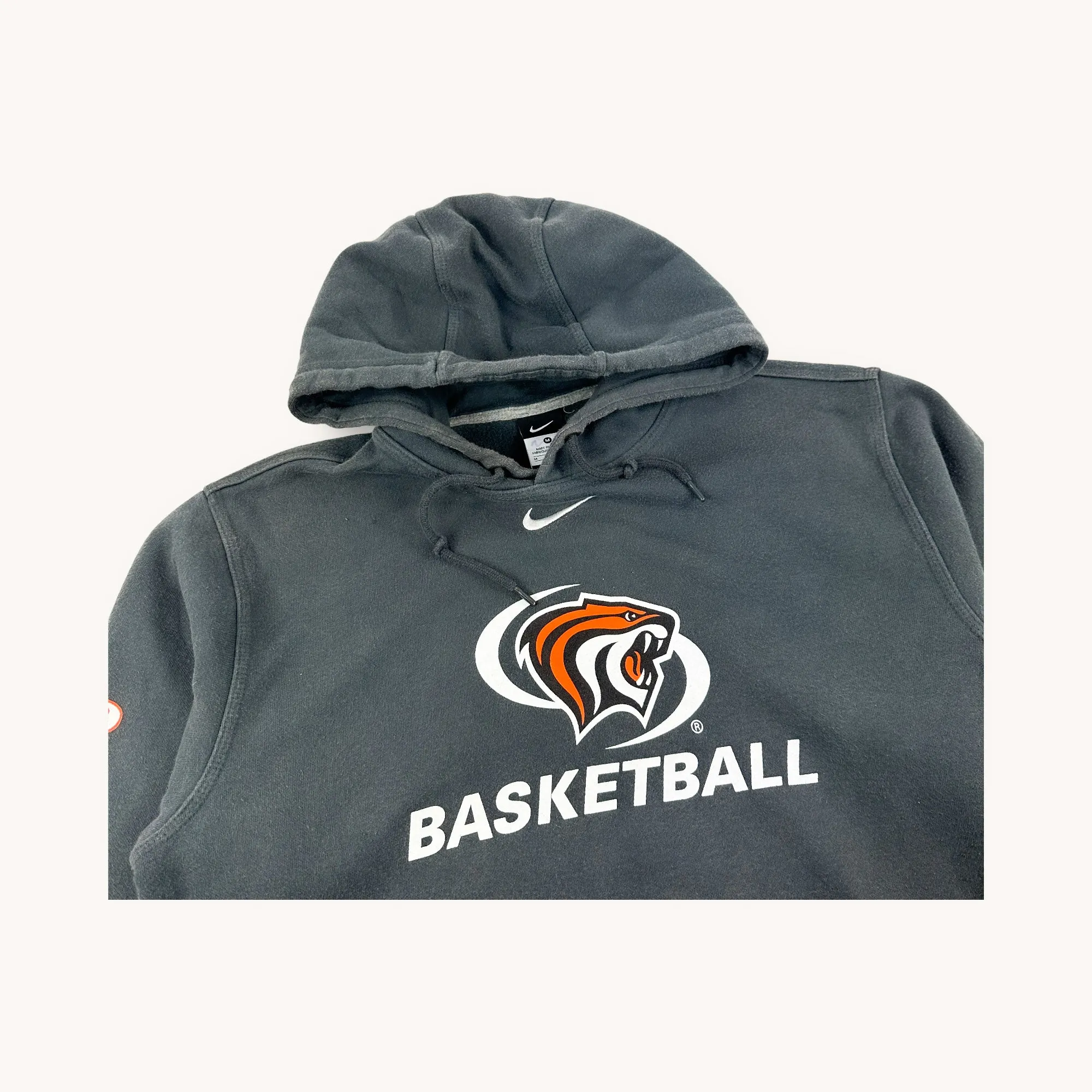 Grey y2ks NIKE Centre Swoosh Sweatshirt Hoodie (M)