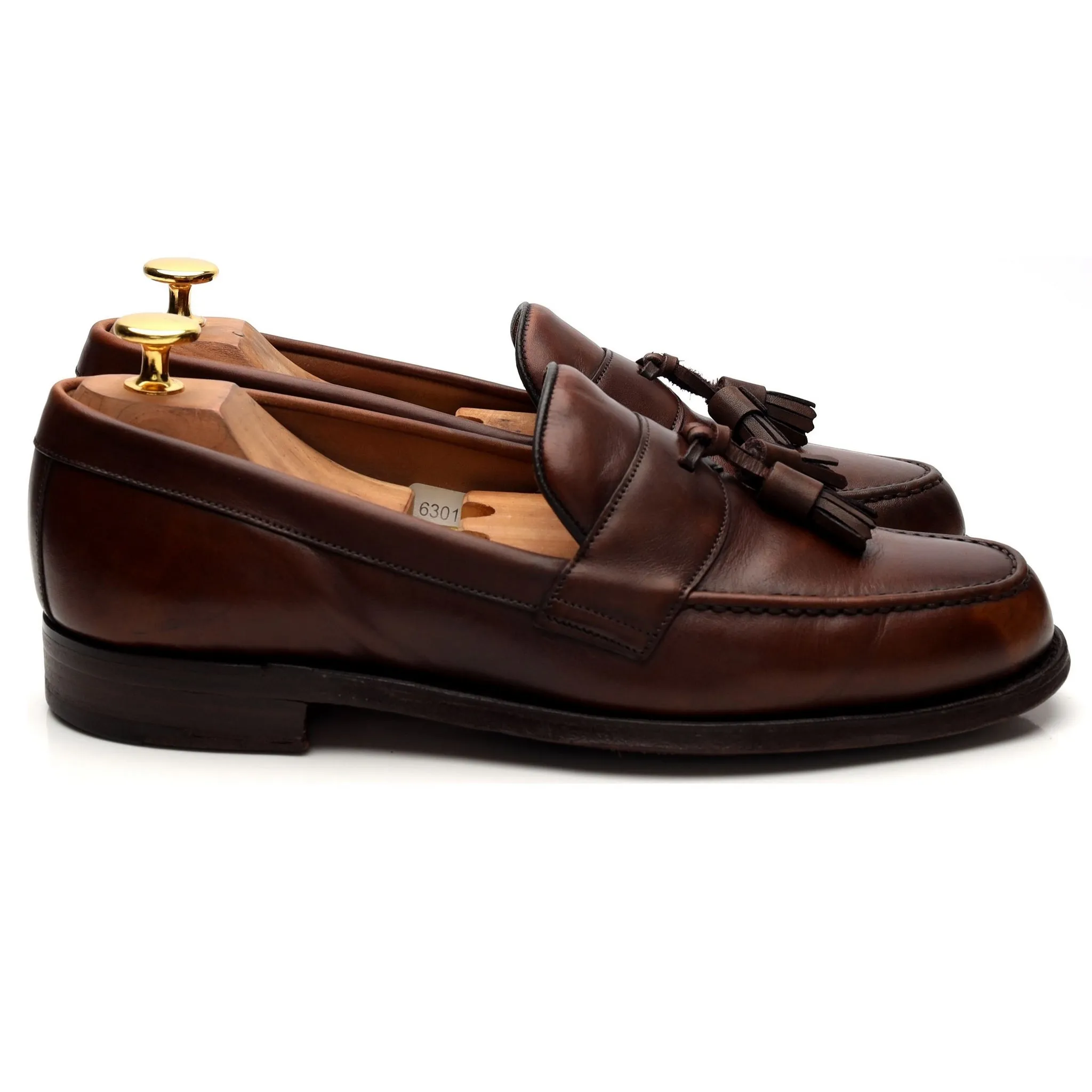 'Hamish' Brown Leather Tassel Loafers UK 6 G