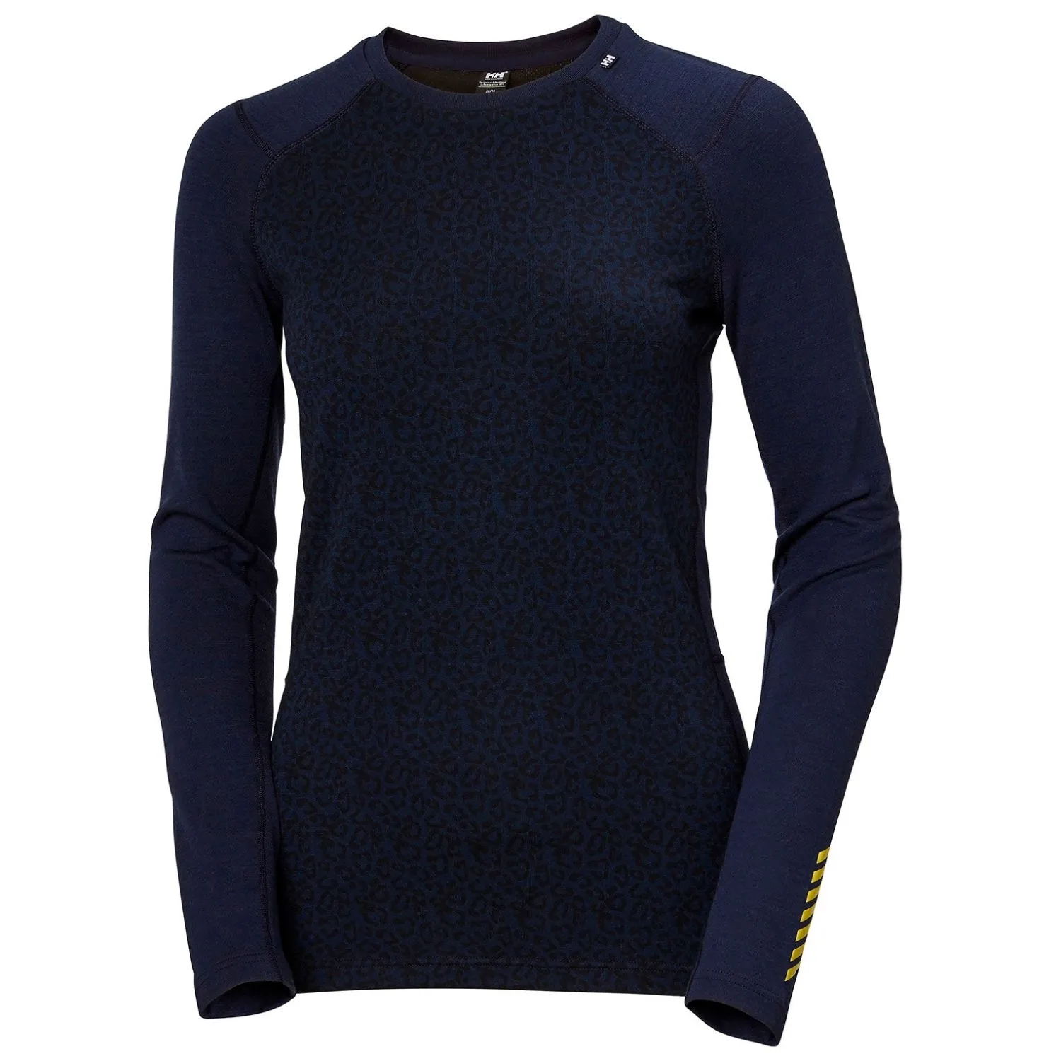 Helly Hansen Womens Lifa Merino Midweight Crew Navy Leopard Baselayer