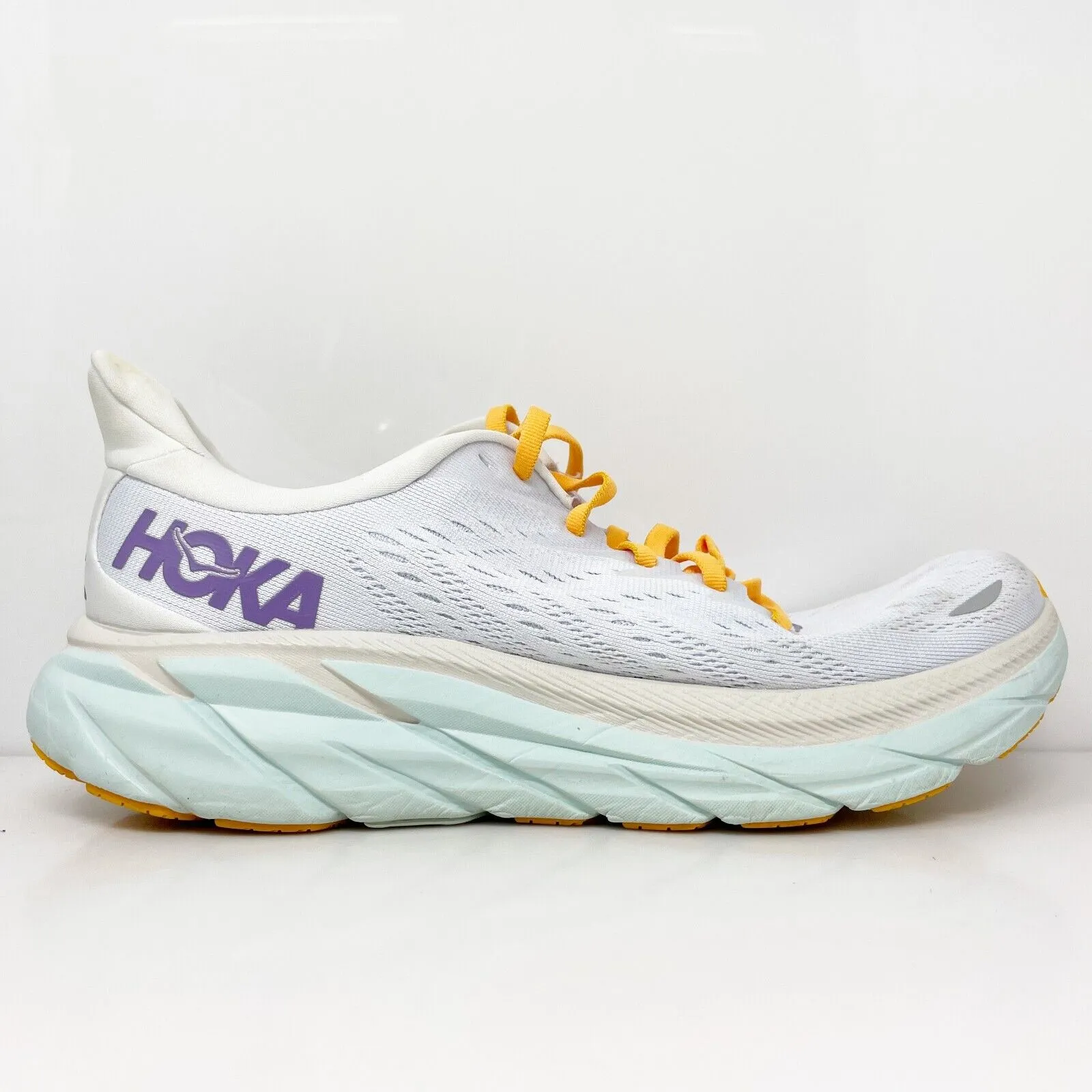 Hoka One One Womens Clifton 8 1119394 BDBW White Running Shoes Sneakers Size 9 B