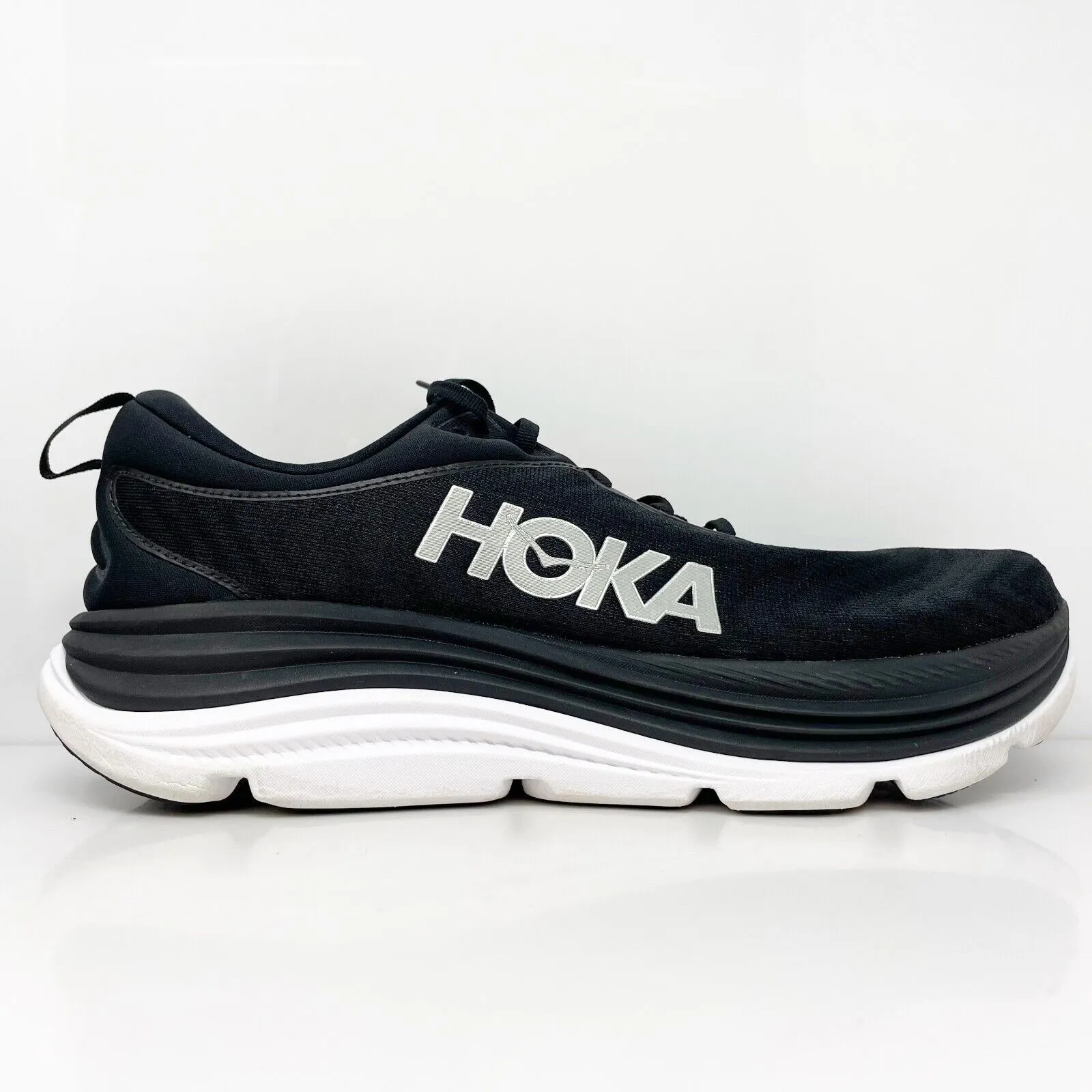 Hoka One One Womens Gaviota 5 1134235 BWHT Black Running Shoes Sneakers Sz 14 D