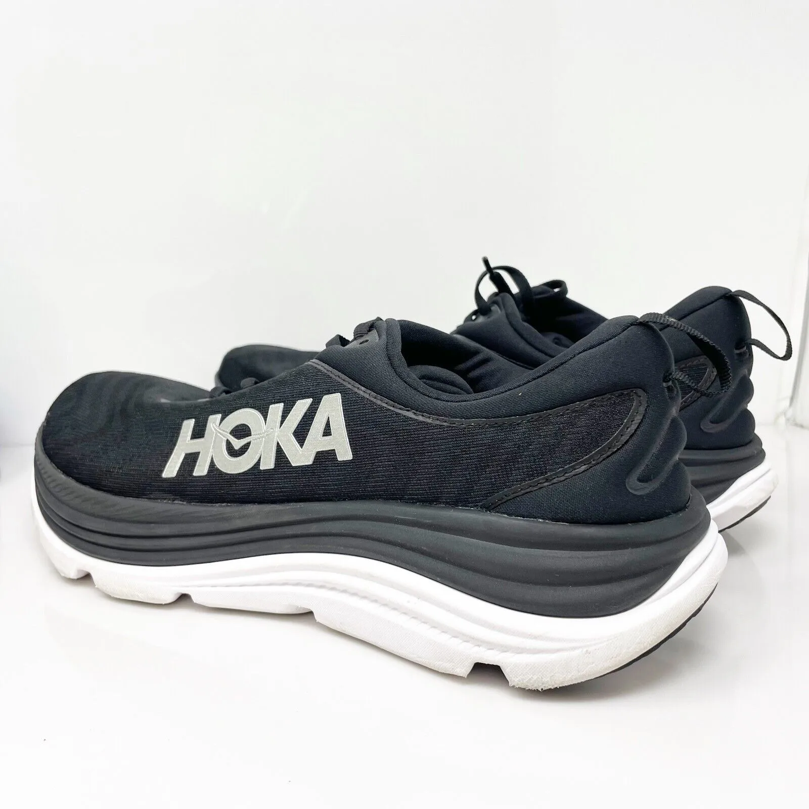 Hoka One One Womens Gaviota 5 1134235 BWHT Black Running Shoes Sneakers Sz 14 D