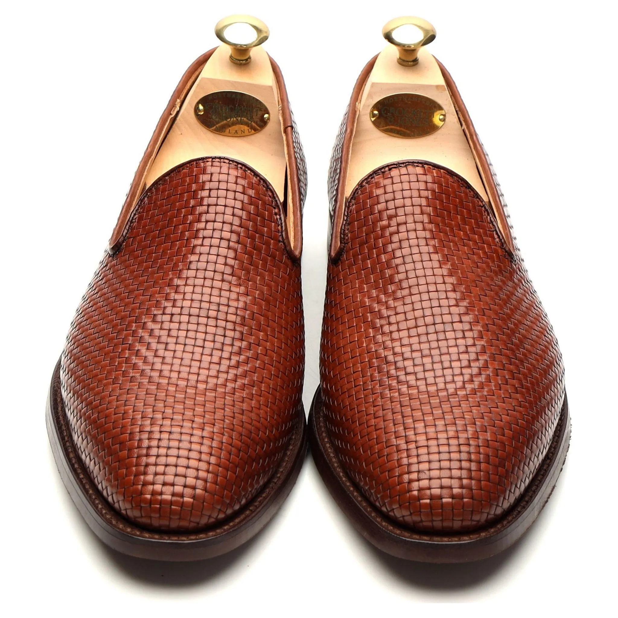 'Kensington 2' Tan Brown Leather Woven Loafers UK 8 E