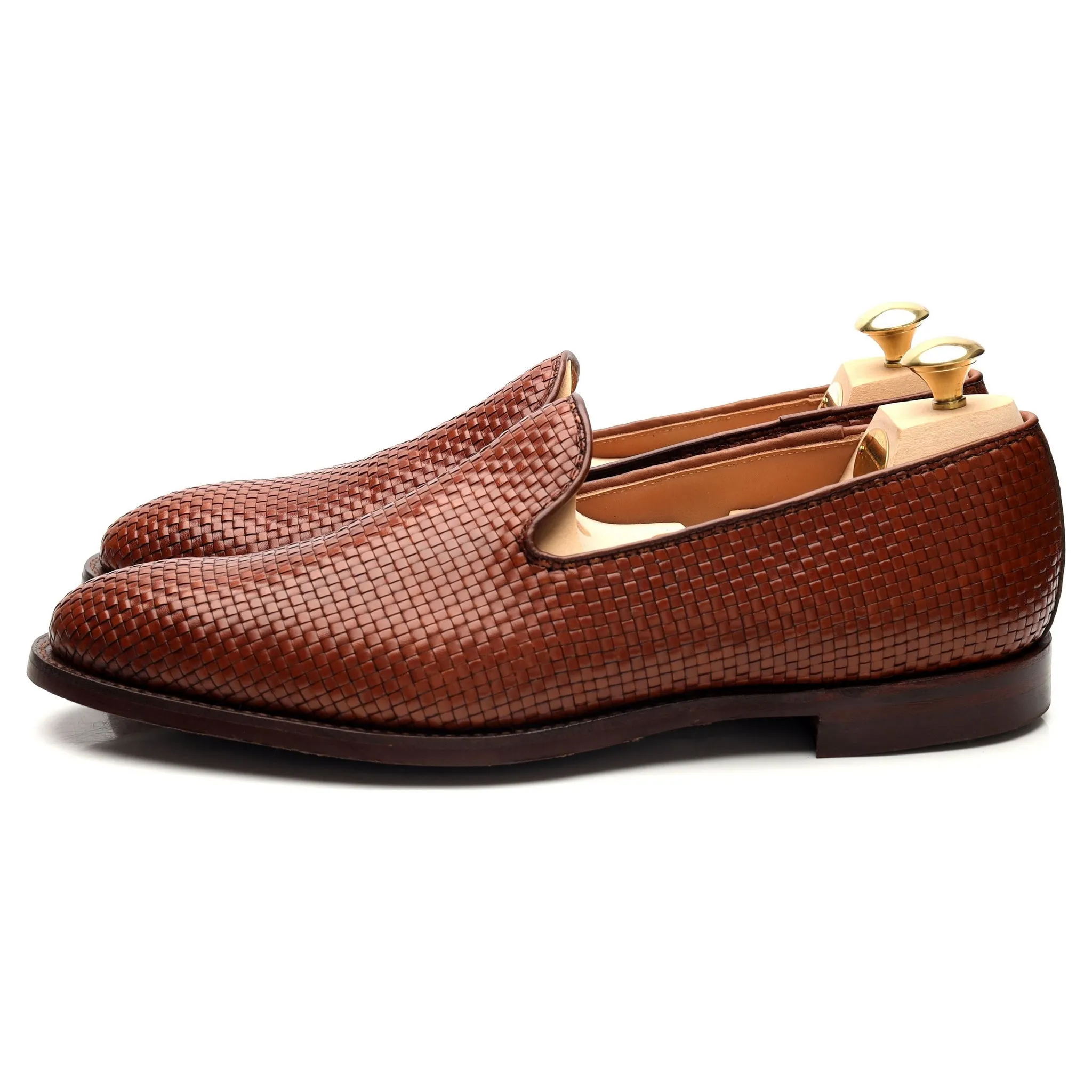 'Kensington 2' Tan Brown Leather Woven Loafers UK 8 E