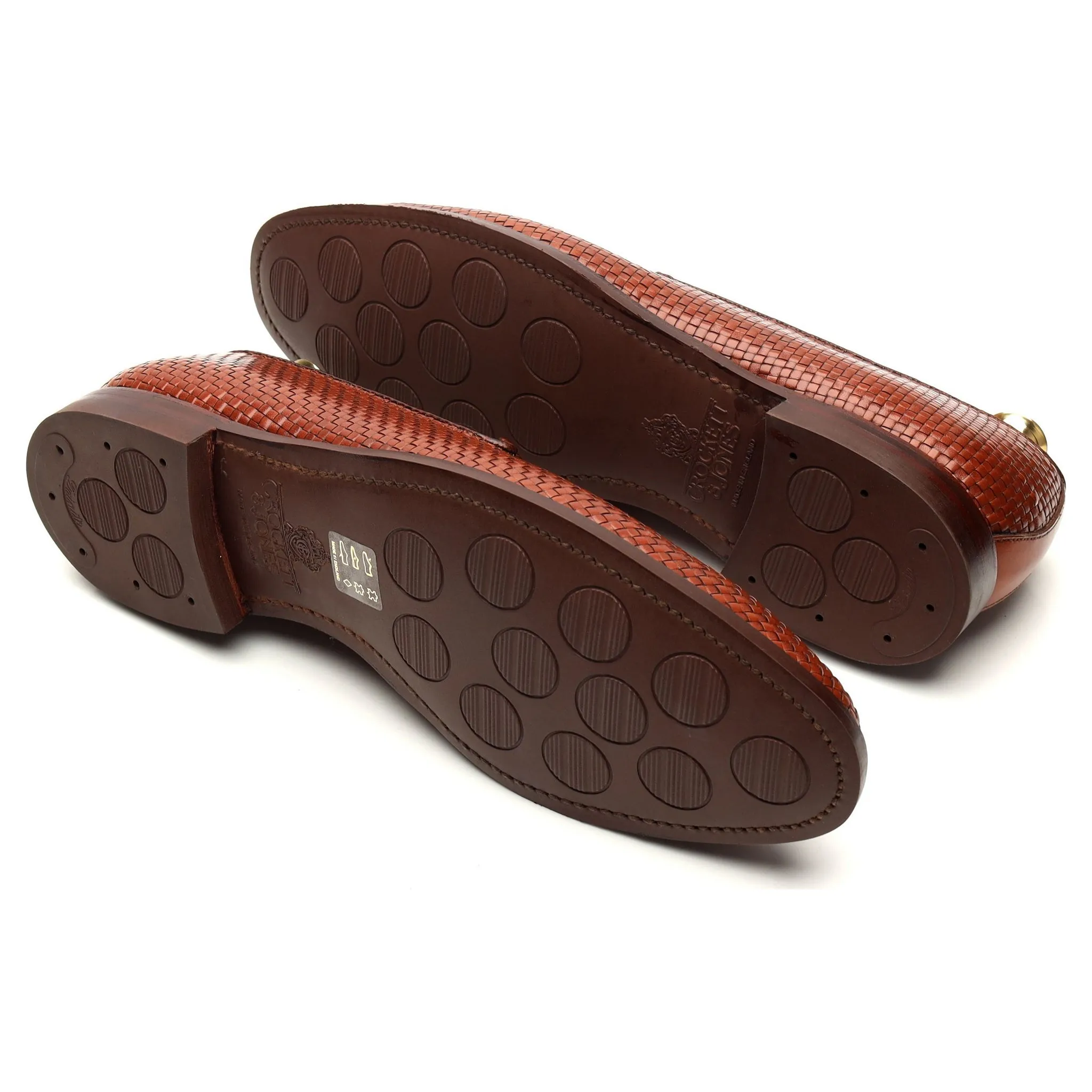 'Kensington 2' Tan Brown Leather Woven Loafers UK 8 E